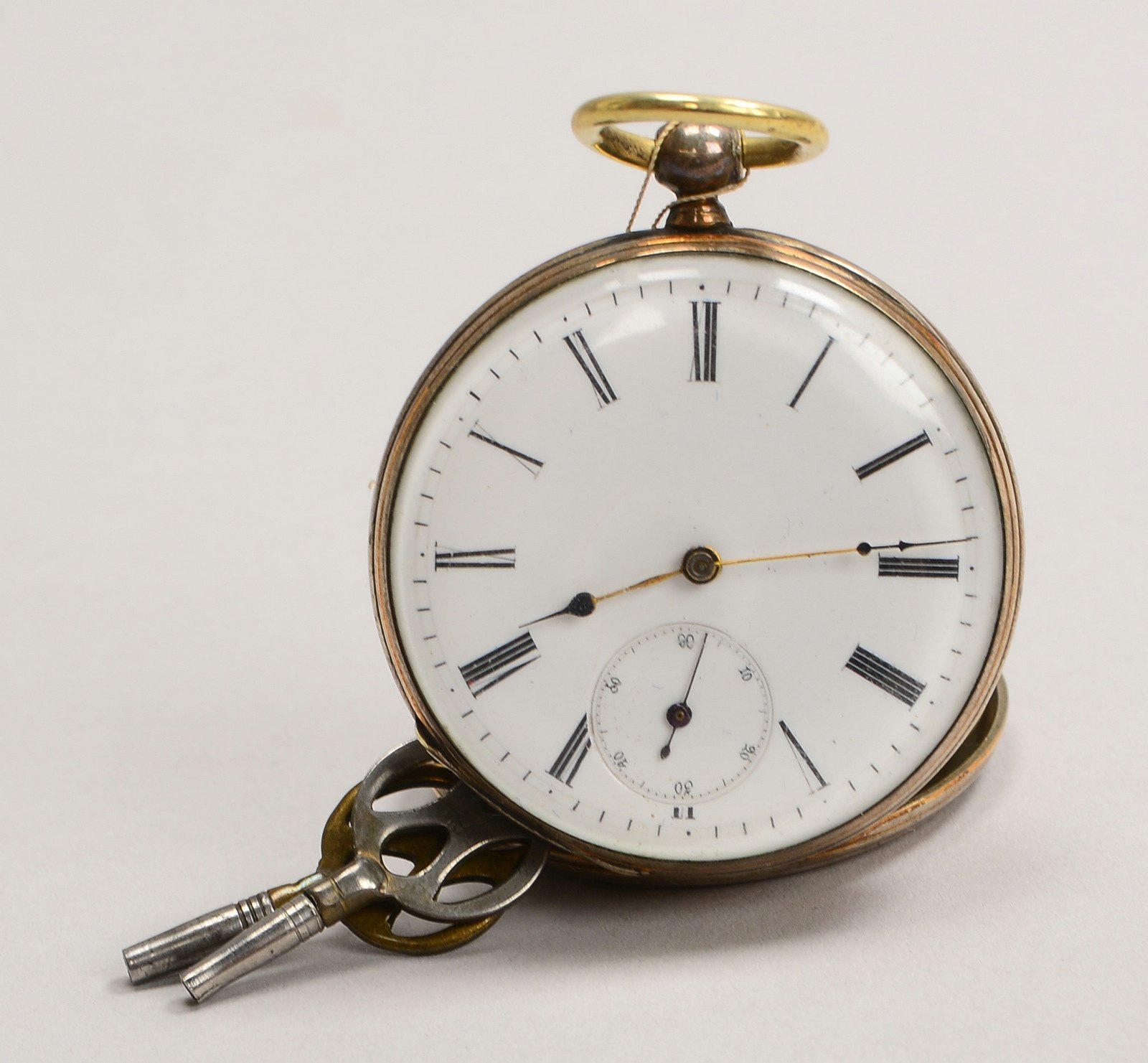 Taschenuhr, Schlüsselaufzug, Silbergeh., '8 Steine' - läuft an; Durchmesser Ø 45 mm