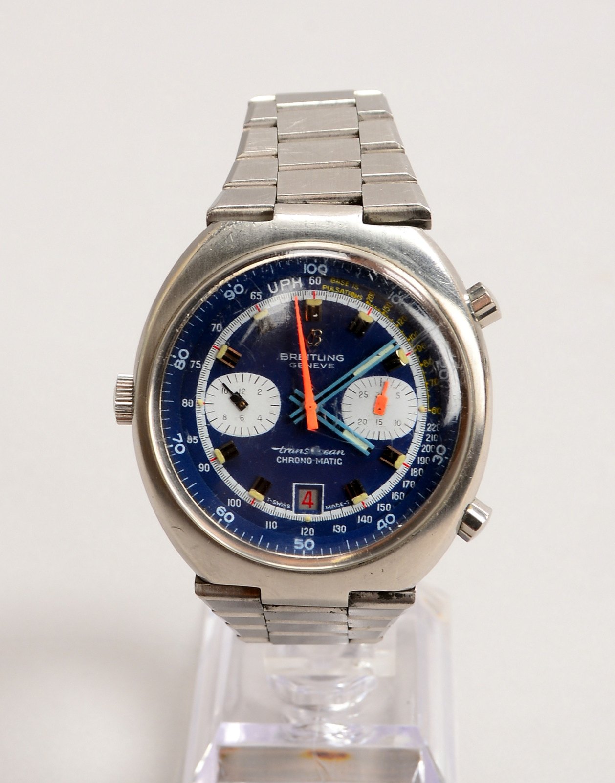 HAU Breitling 'Transocean Chrono-Matic', Automatik, Edelstahl - Uhr läuft an