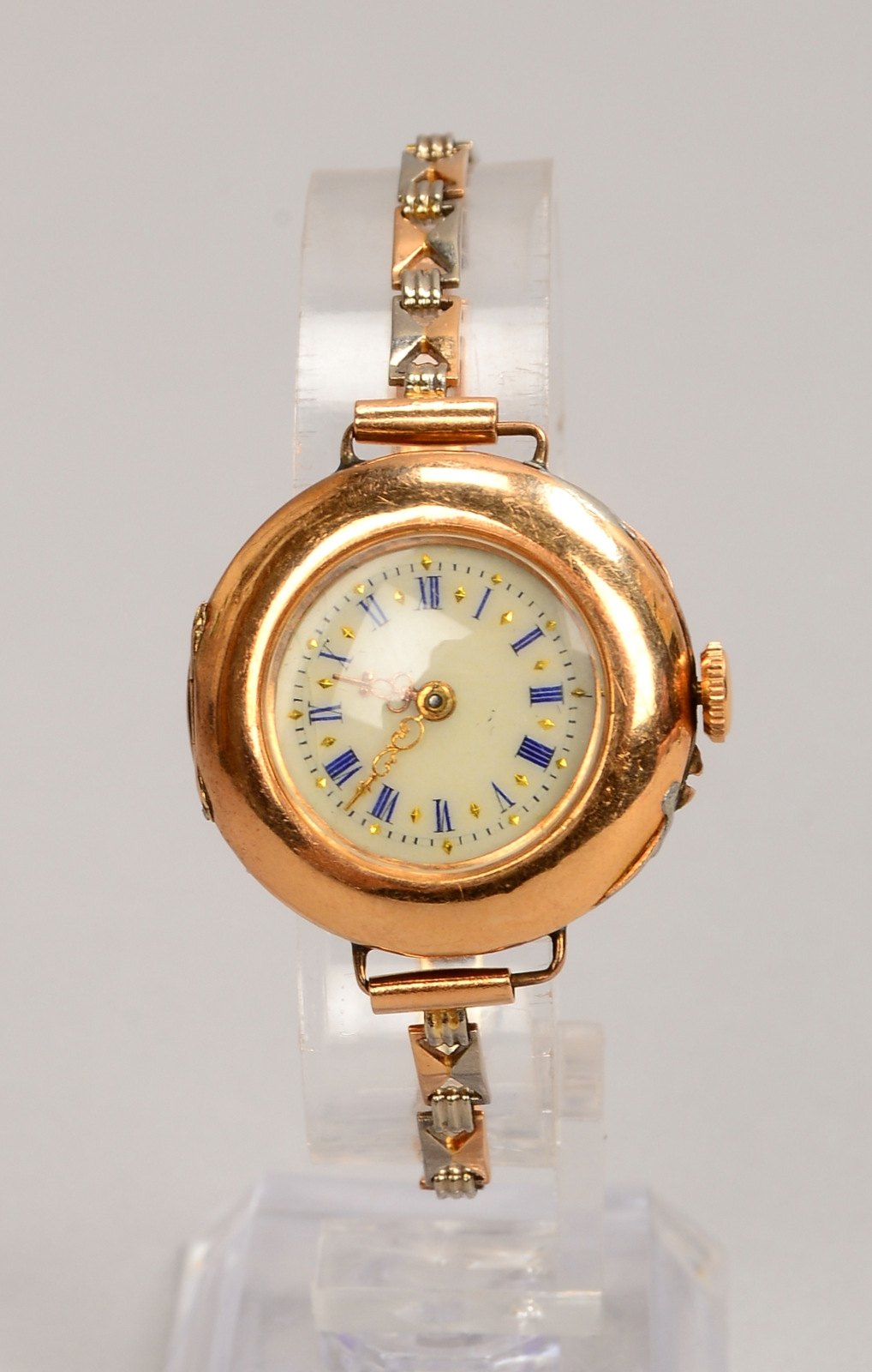 DAU aus ehem. Taschenuhr, 585 RG/WG (gest.), Handaufzug; Gew. 24,50 g
