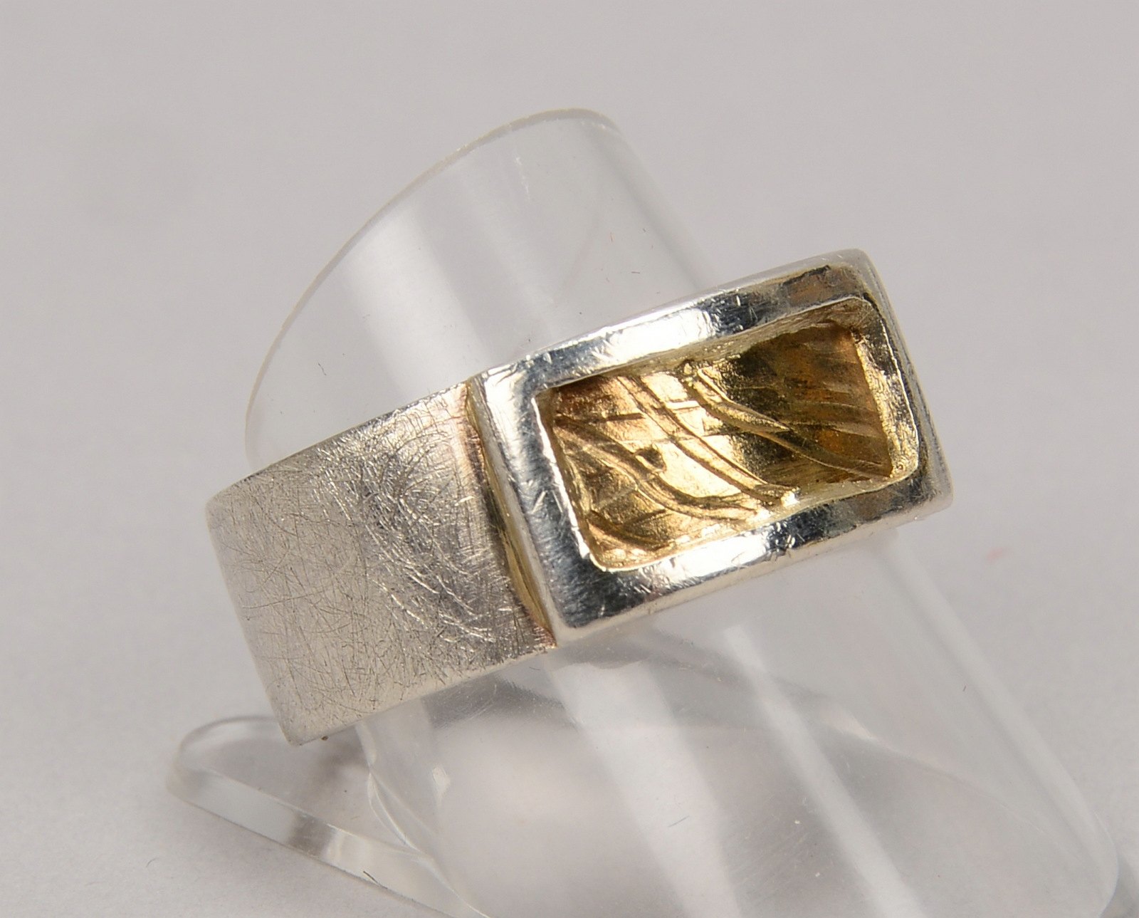 Designer-Bandring, Silber und Gold; RG 61, Gewicht 13 g