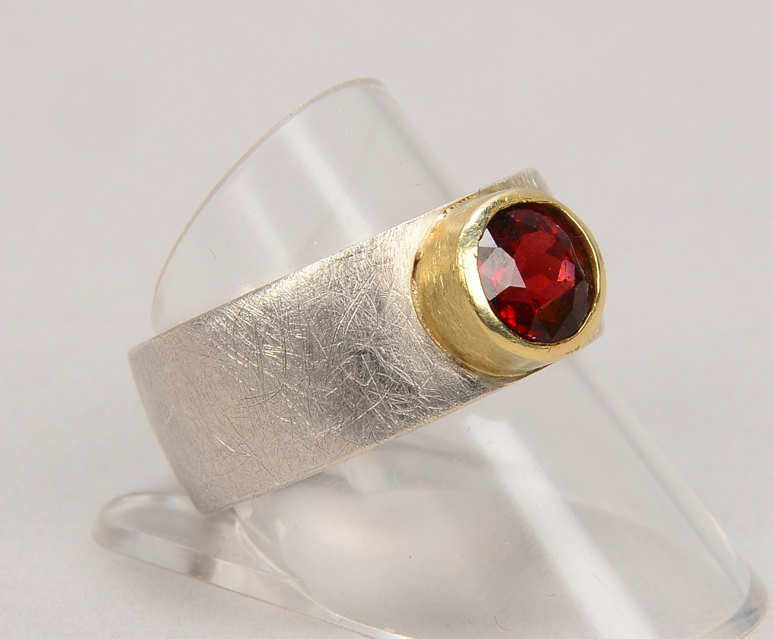 Designer-Bandring, Silber und Gold; RG 61, Gewicht 12 g