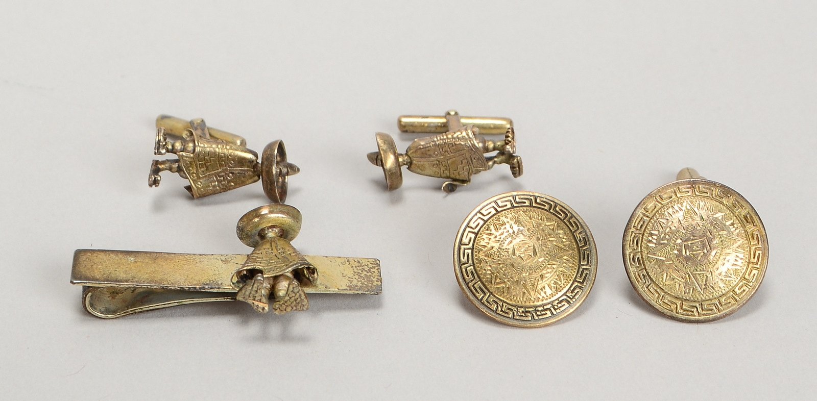 Krawattenklemme und 2 Paar Manschettenknöpfe, 925 Silber; Gew. 32 g