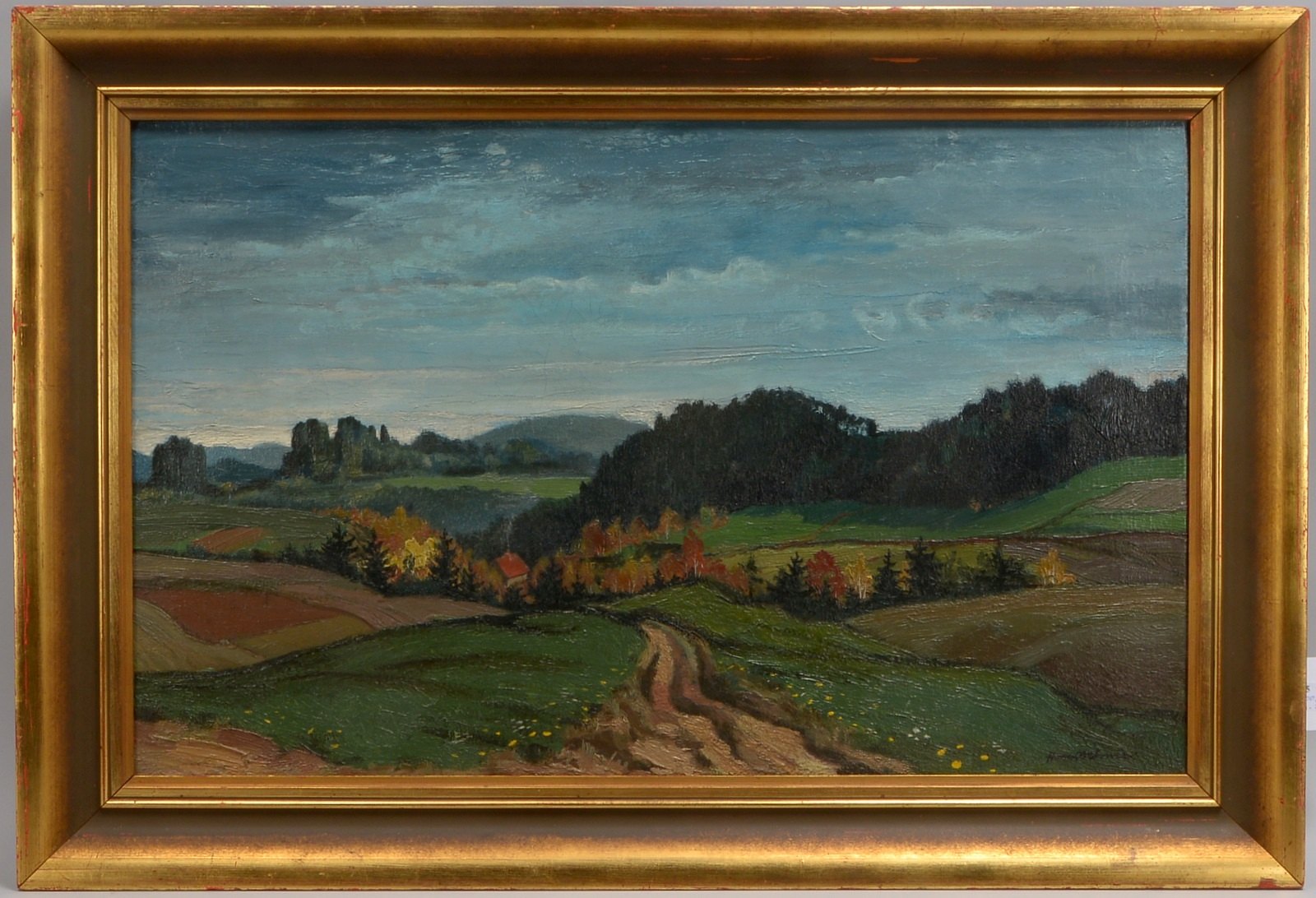 Oehme, Hanns, 'Hügellandschaft - Sächsische Schweiz', Öl/Lw, unten re. sign.
