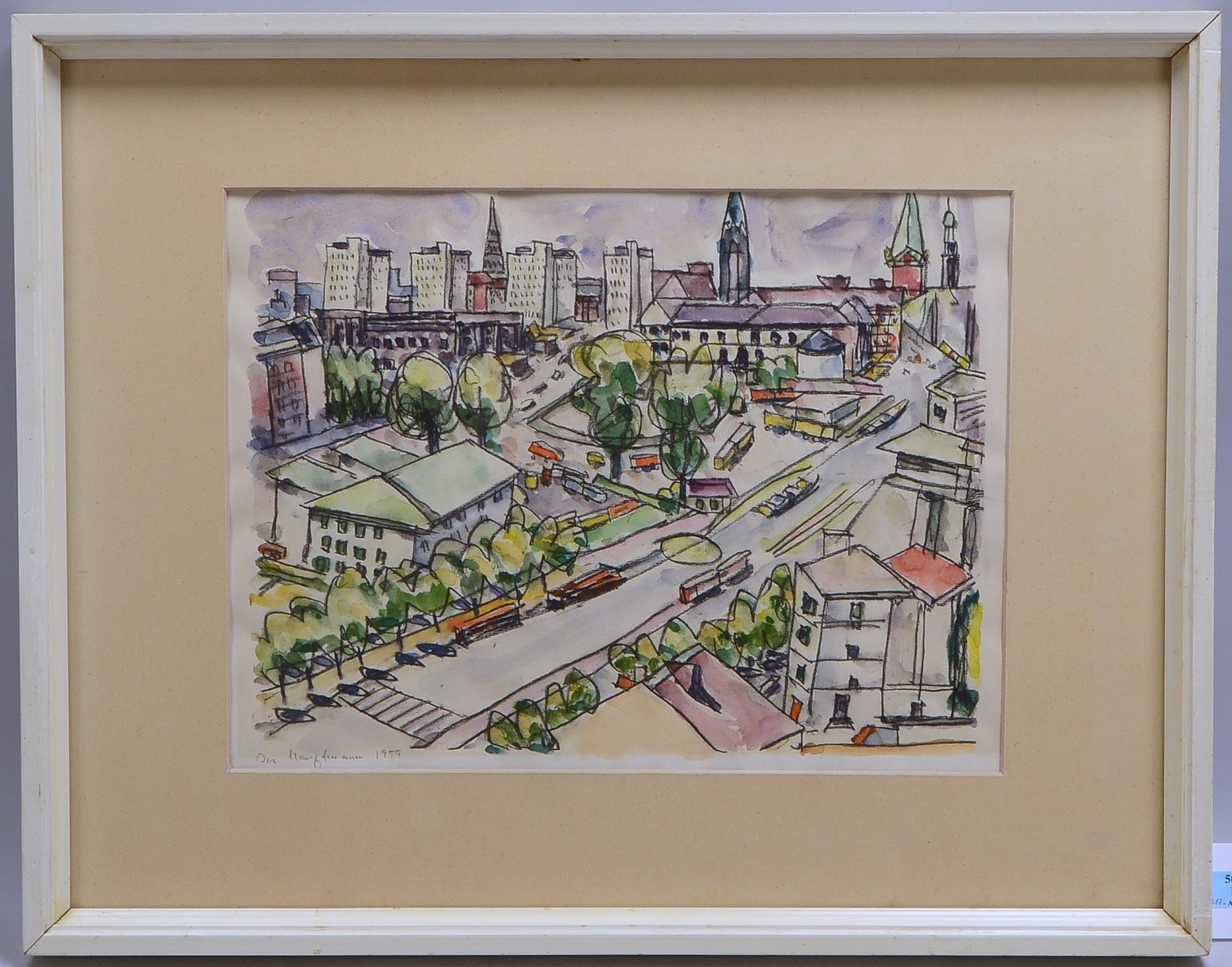 Hauptmann, Ivo, 'Hamburger Alster-Gracht', aquarell. Kohlezeichnung, sign./dat., hinter Glas
