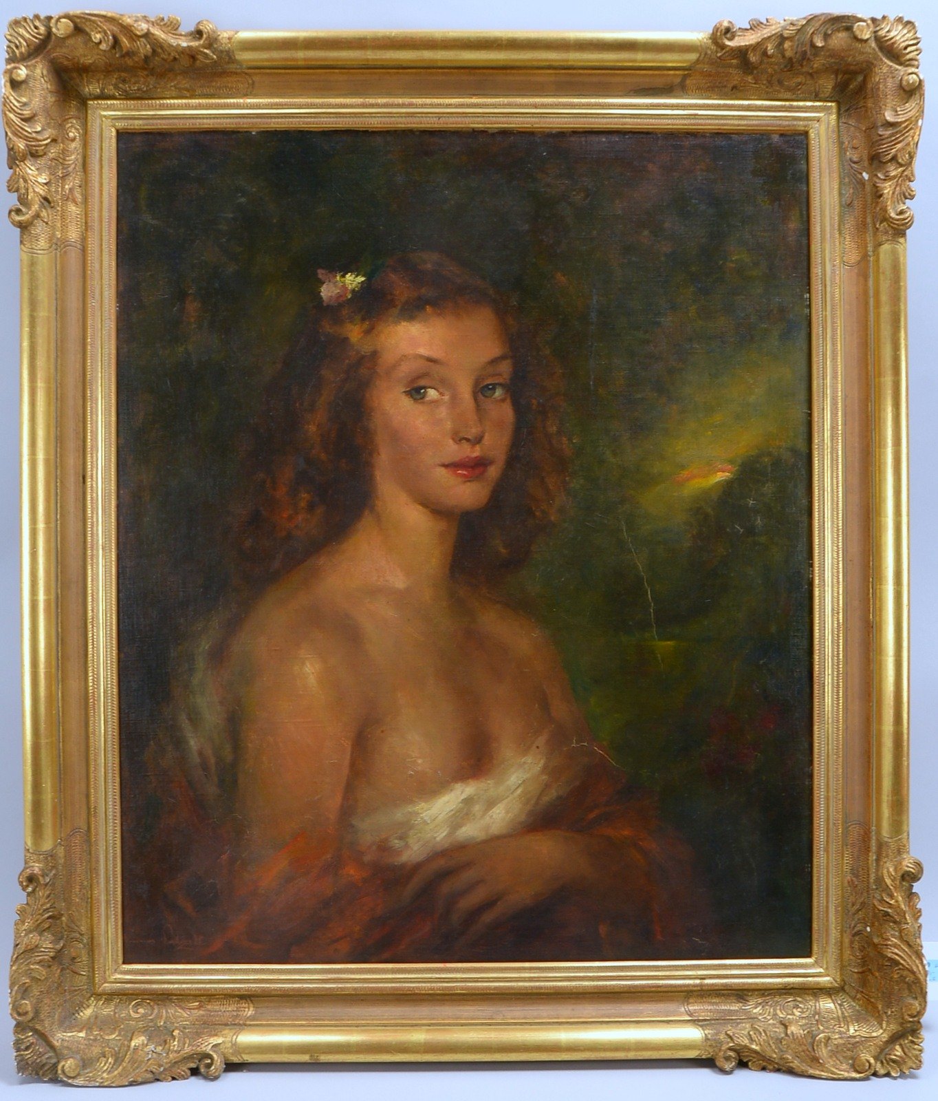 Andreas Patzelt ( 1896 - 1980 ), 'Portrait einer jungen Dame', Öl/Lw, auf Platte gezogen/gerahmt, si