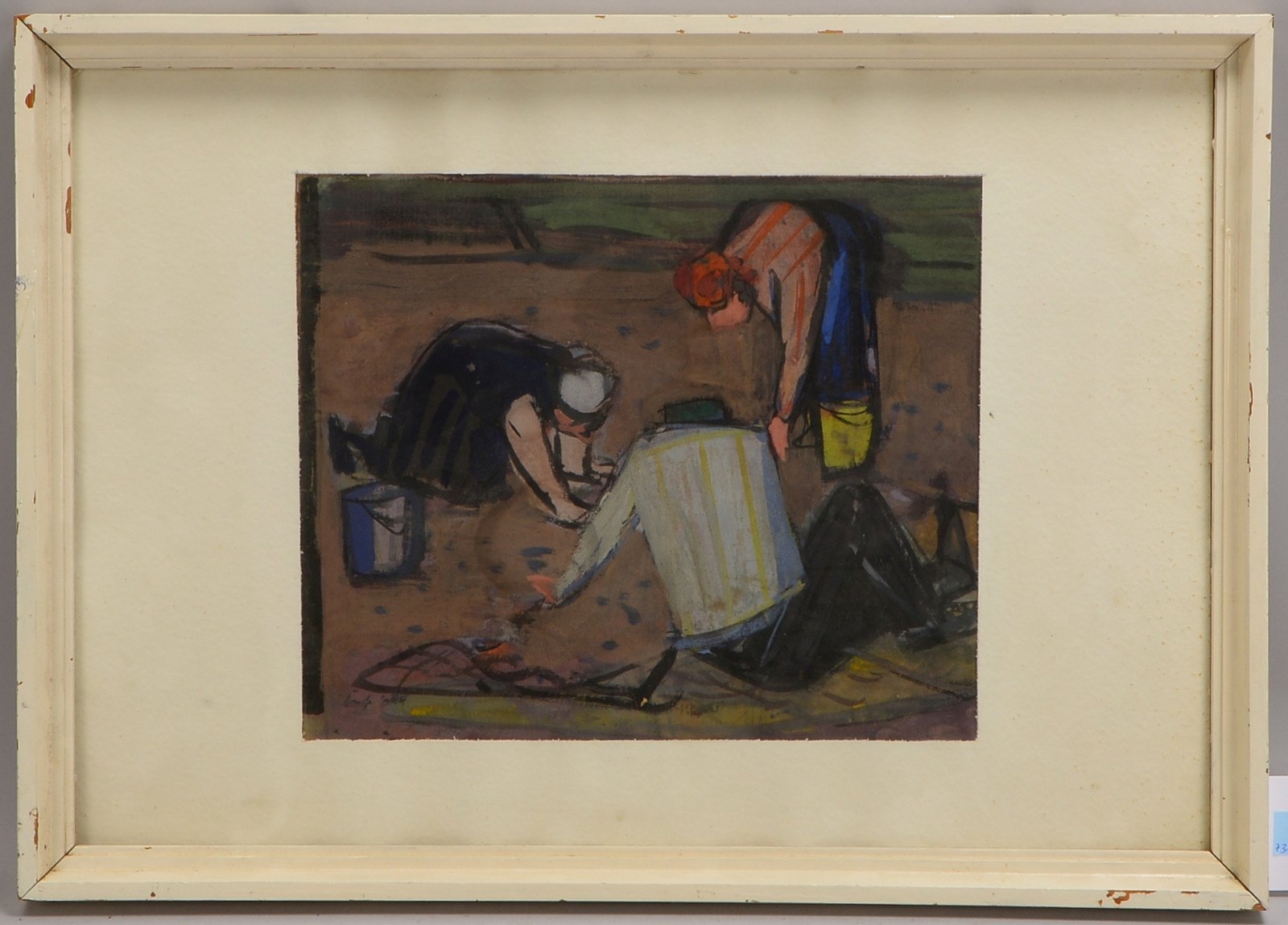 Witt, Ernst, 'Muschelsucher', Gouache, unten li. sign., unter PP hinter Glas