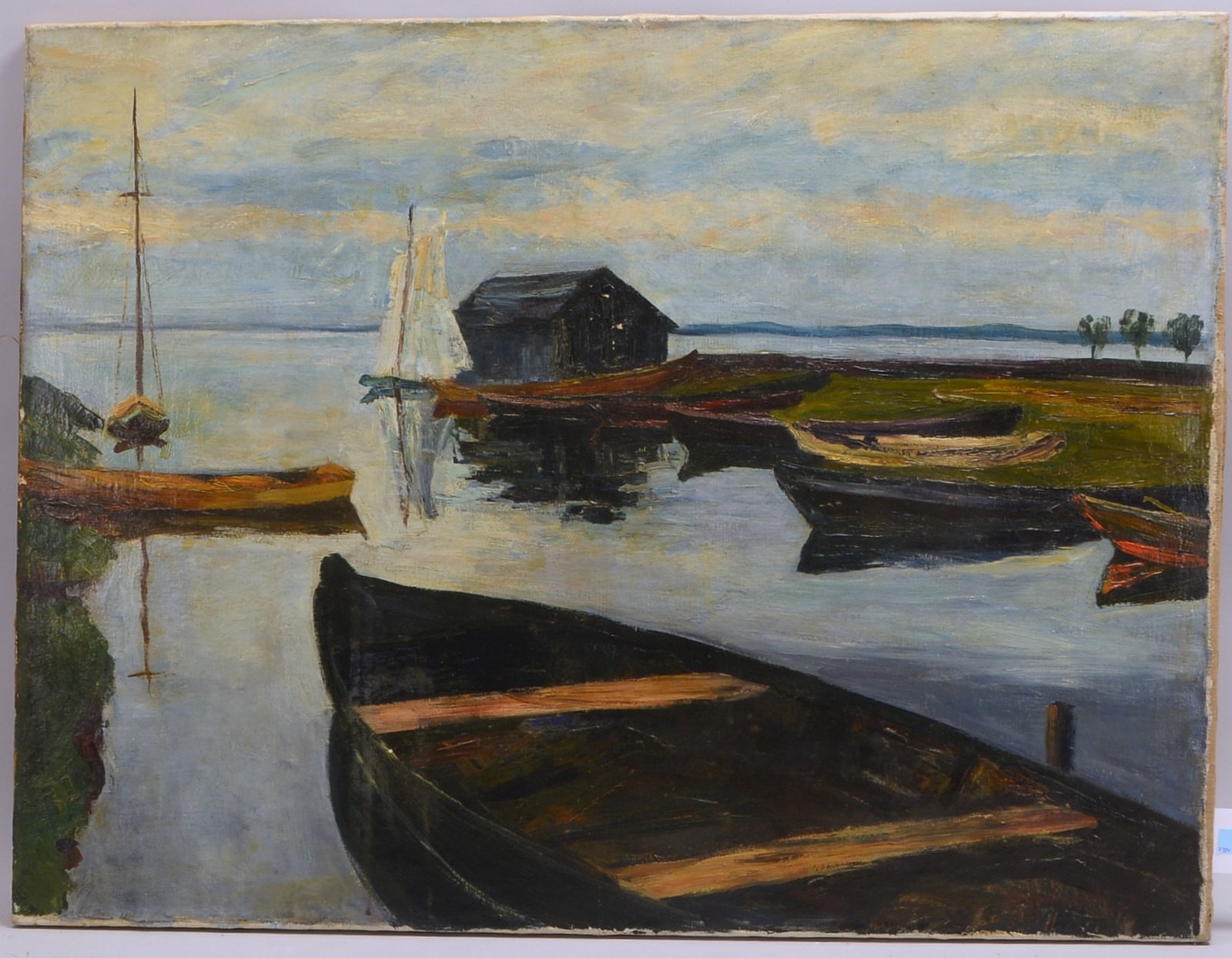 Lamprecht, Anton, 'Boote am Ufer', Öl/Lw, unten rechts signiert, ungerahmt