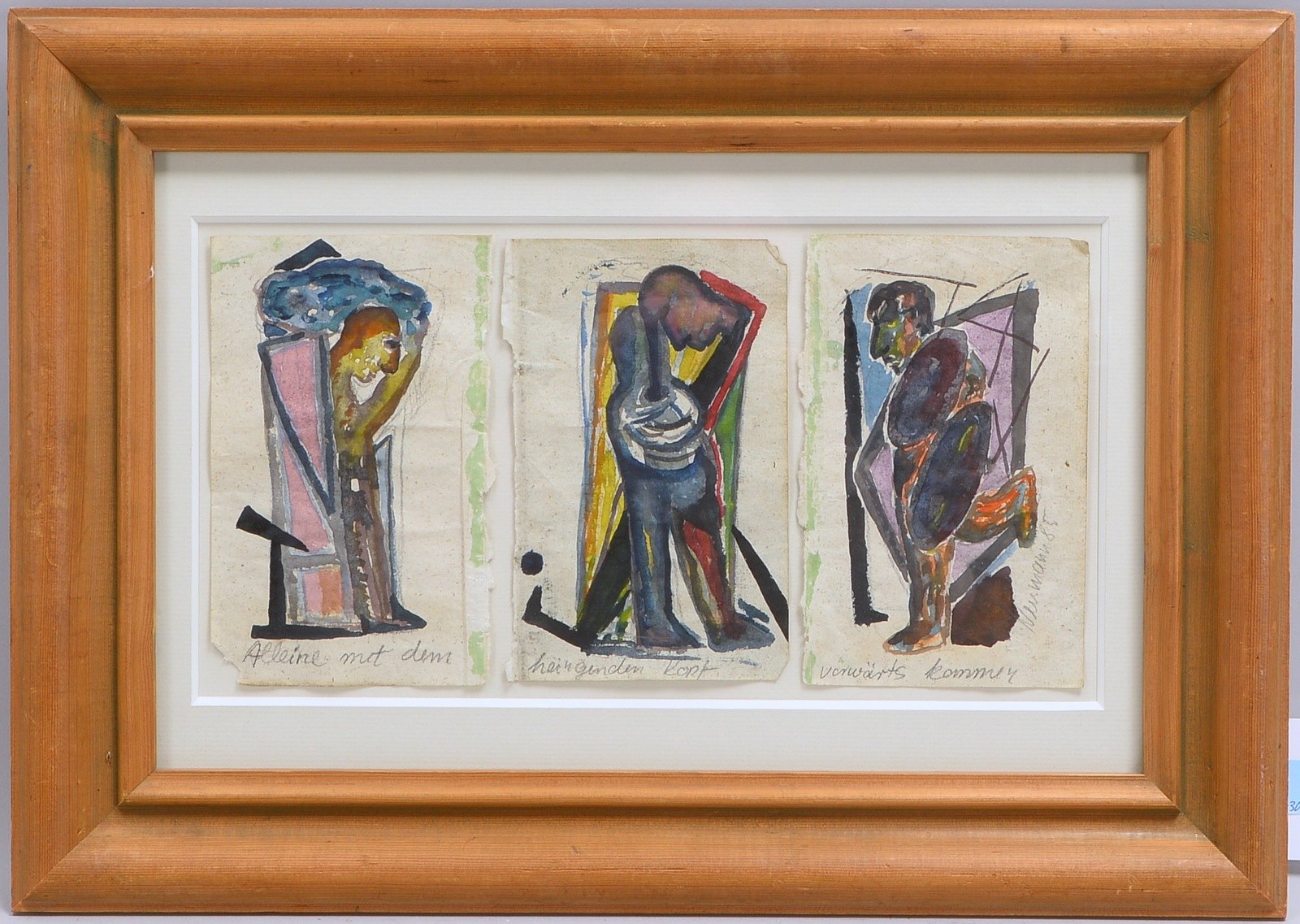 Neumann, Hartmut, 'Allein mit dem hängenden Kopf...', aquarell. Zeichng./hinter Glas