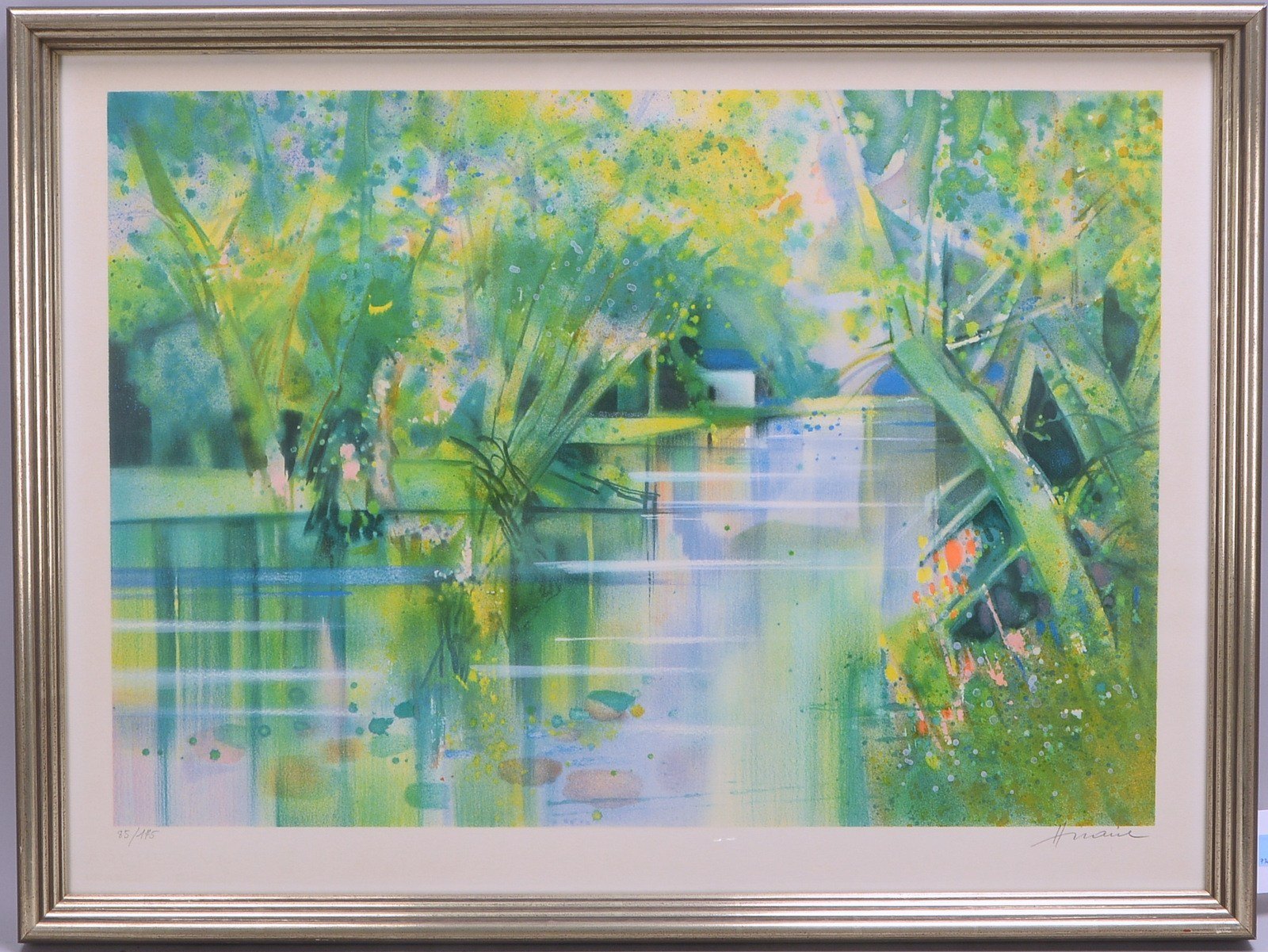 Hilaire, Camille, 'Seenlandschaft', Farblithografie, Aufl. '85/175', sign., hinter Glas