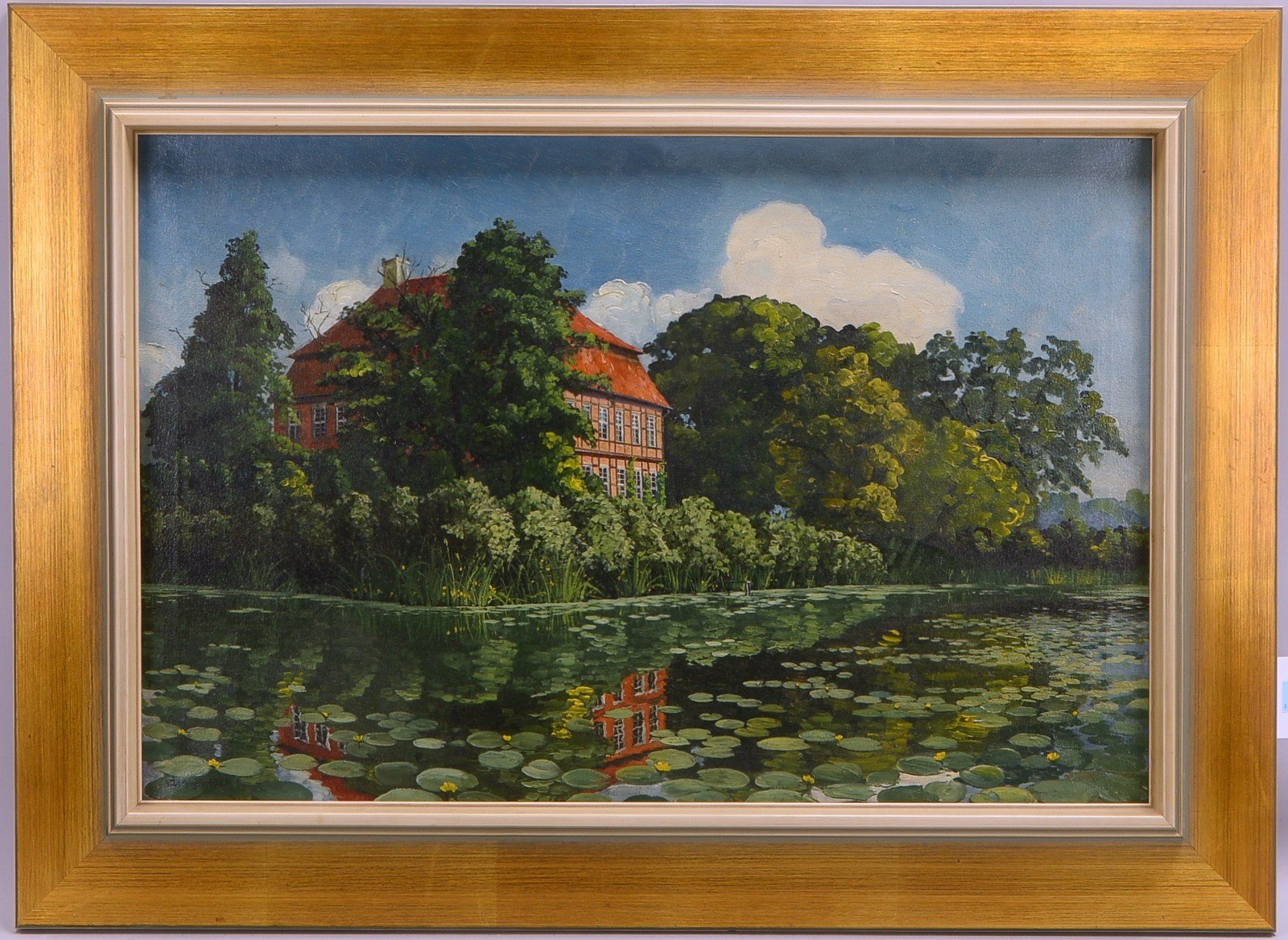 Gemälde, 'Schloss Schönebeck', Öl/Lw, unsigniert, verso bez./dat. 'W. Böthig, 1920'