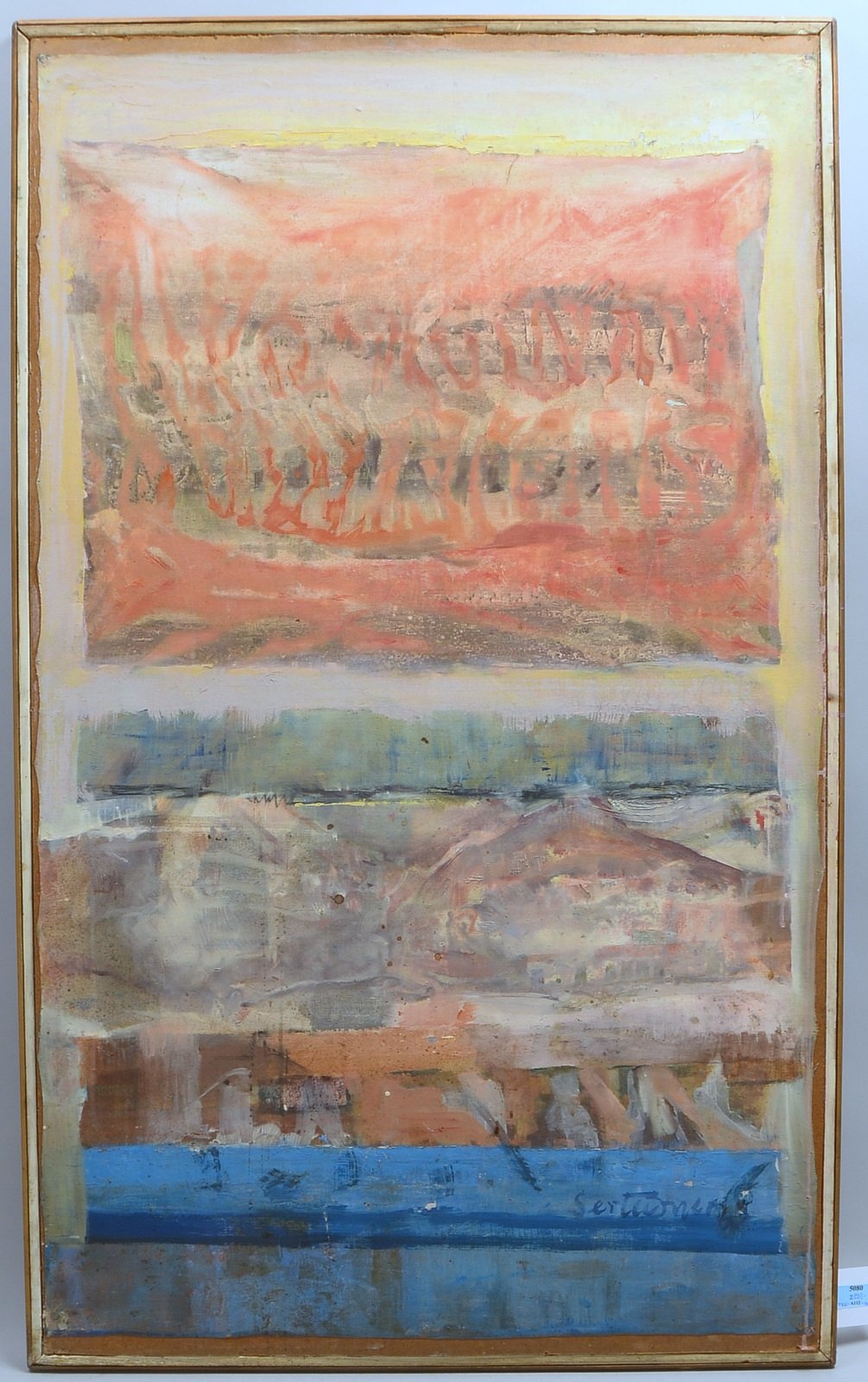 Sertürner, Wernhera, 'Streifen-Kompos.', Öl/Lw, auf Platte, sign.; Bildmaße 115 x 70 cm