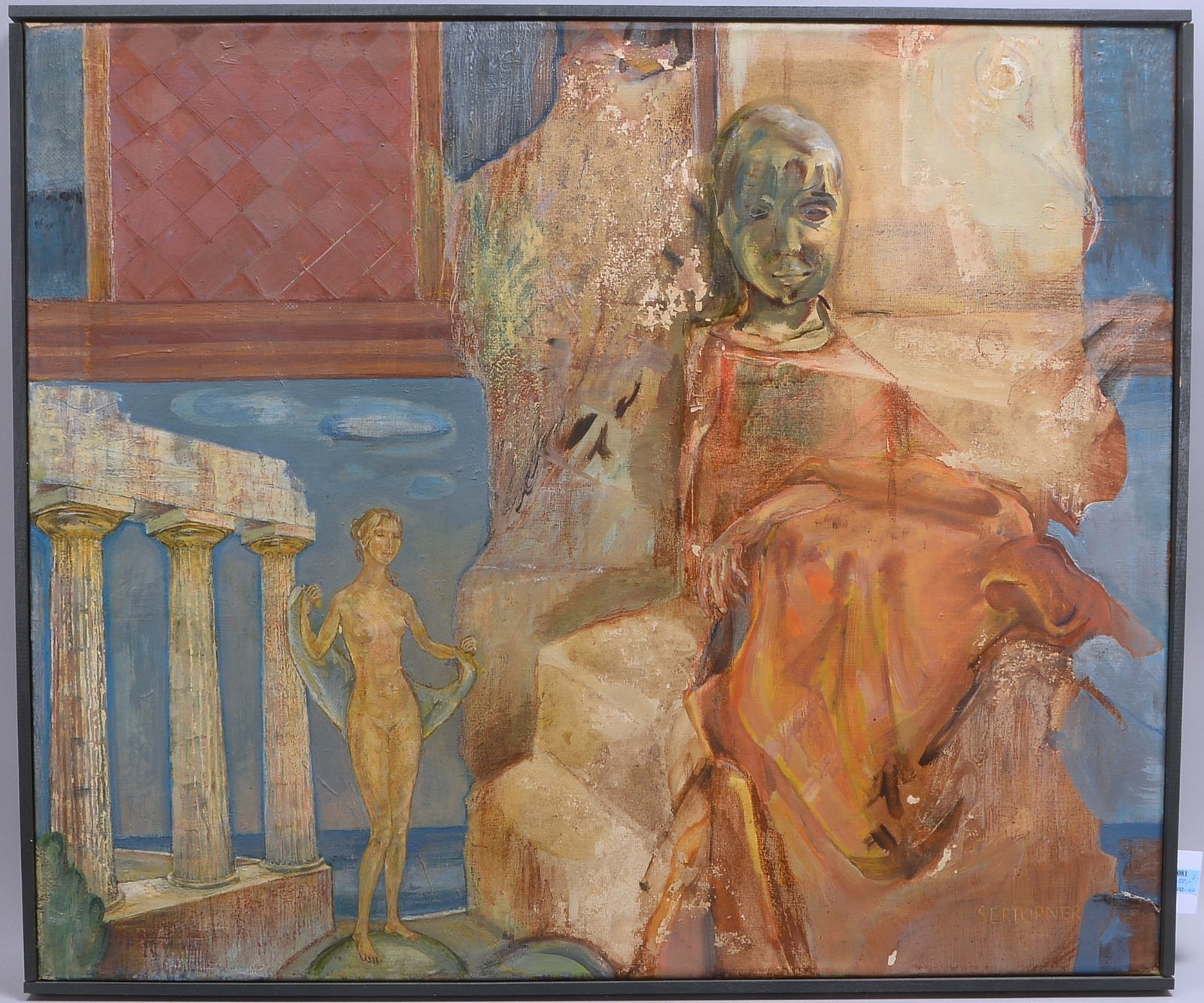 Sertürner, Wernhera, 'Traum eines Portraits' - OT, Öl/Lw, sign.; Bildmaße 80 x 95 cm