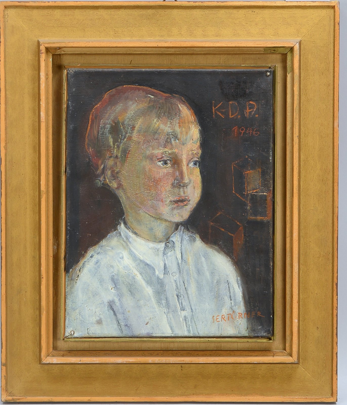 Sertürner, Wernhera, 'Kinderbildnis', Öl/Lw, sign. und dat. '1946', bezeichnet 'K.D.P.'