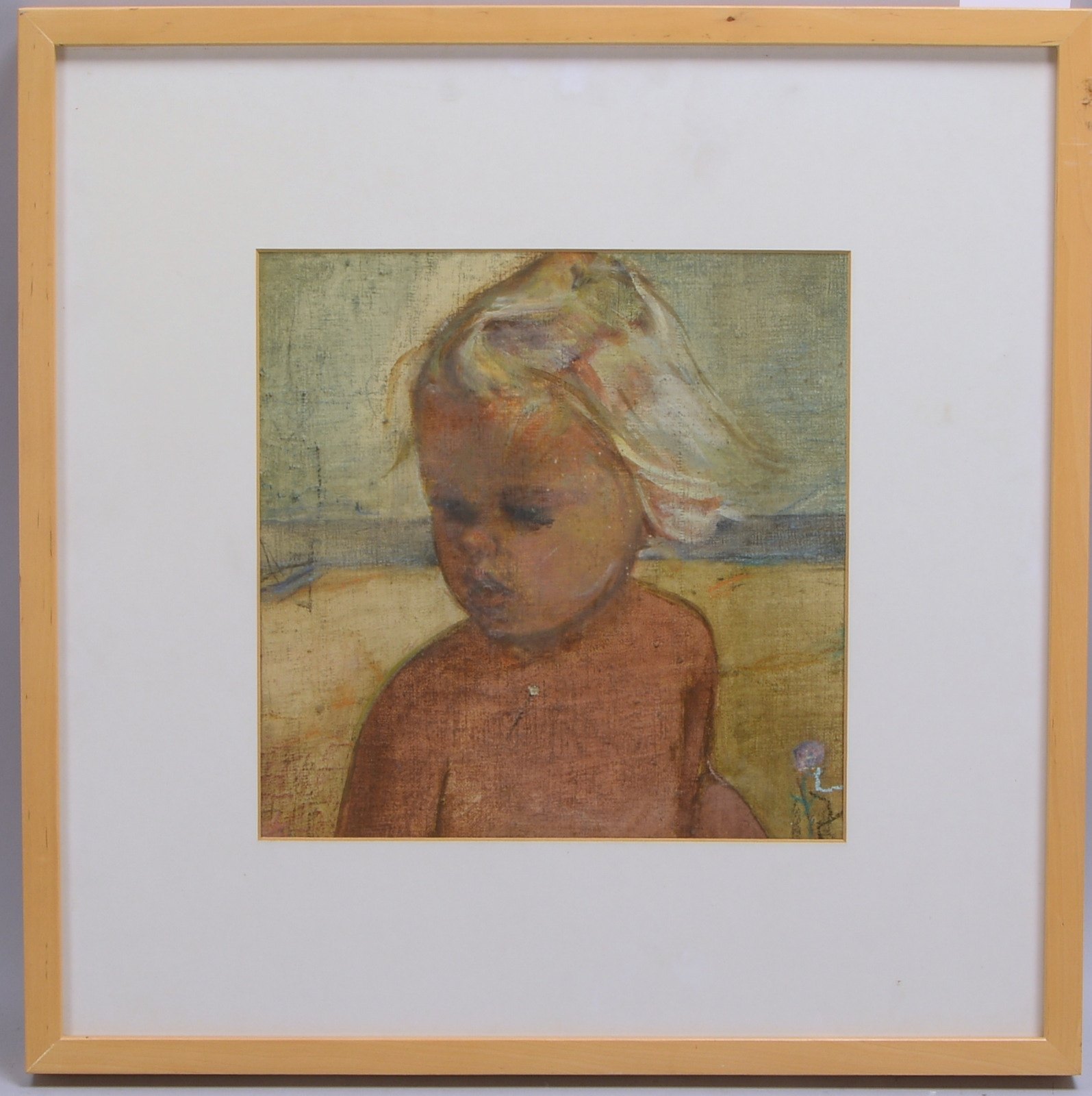 Sertürner, W., 'Mädchenportrait', Öl/Lw, unsign., verso 2. Portrait; Maße 52,5 x 52,5 cm