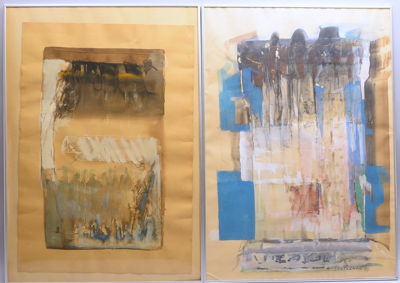 Sertürner, Wernhera, 2 'Farbkompositionen', Acryl/Papier, sign.; Rahmenmaße 102 x 71 cm