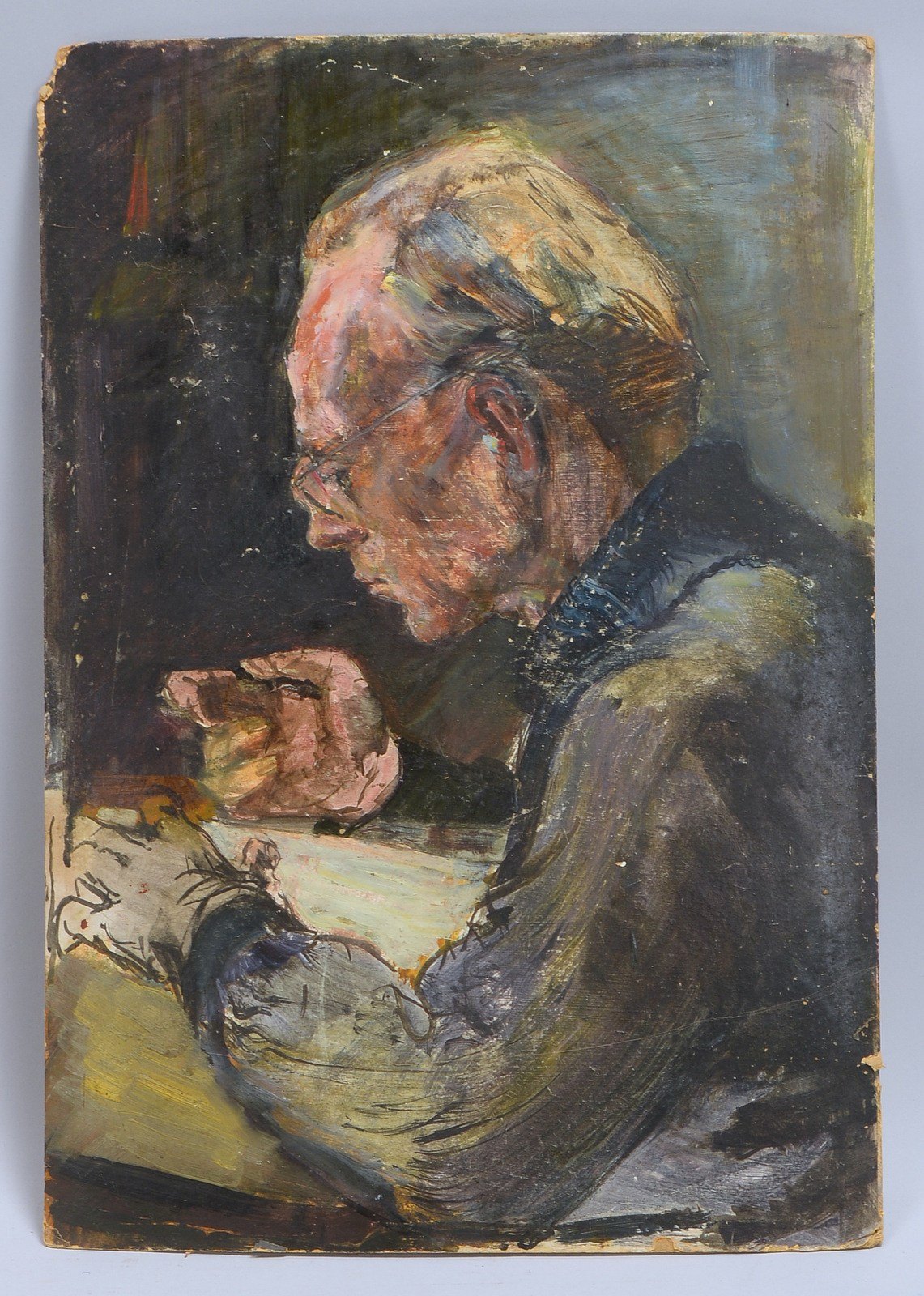 Pfennig, Reinhard, 'Portrait R.P.', Öl/Mk, unsign., verso betitelt; Bildmaße 52 x 36 cm