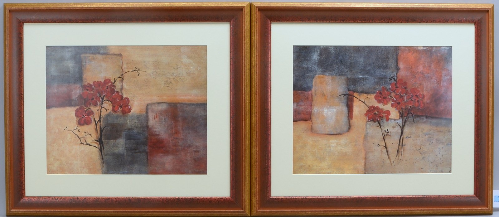 2 Rahmen, jeweils mit Passepartout - mit gerahmtem Druck; Falzmaße 40 x 50 cm