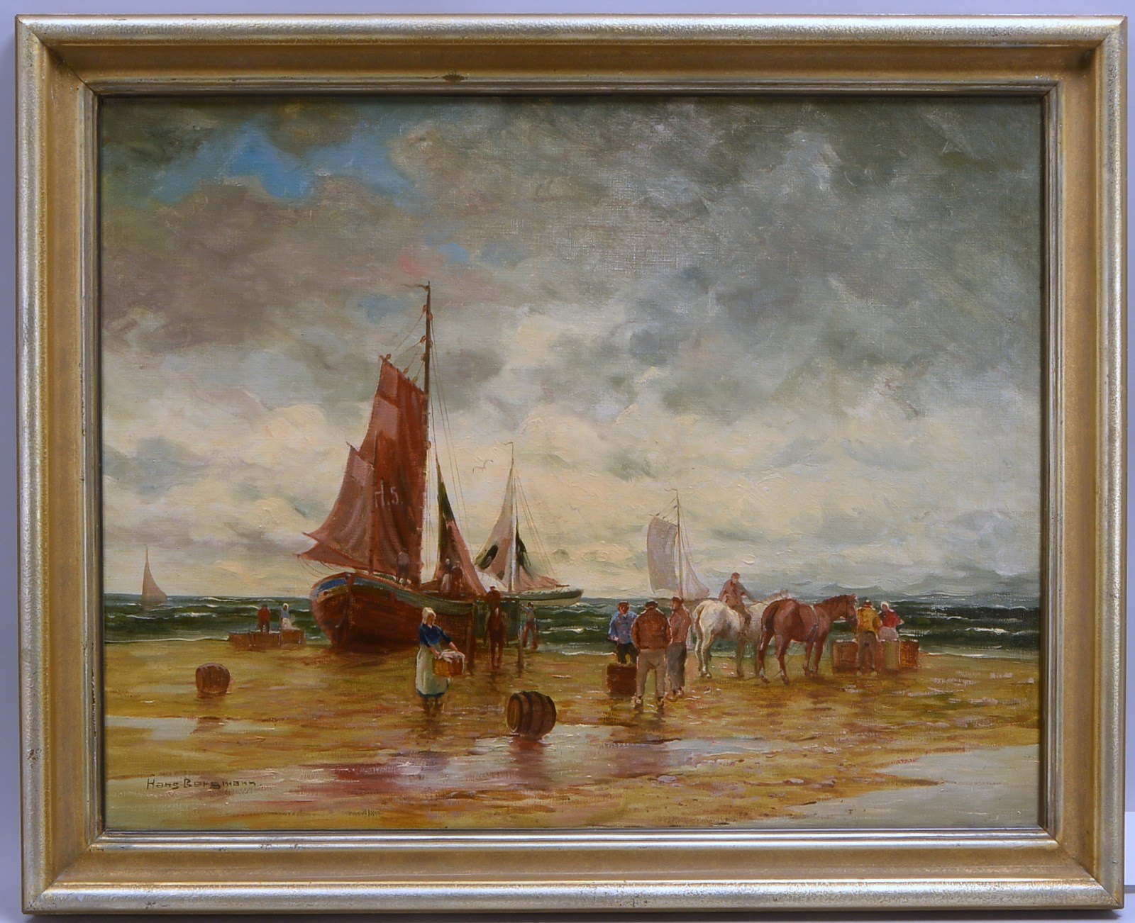 Bergmann, Hans, 'Heimkehr der Fischer', Öl/Lw, unten links signiert; Maße 55 x 70 cm