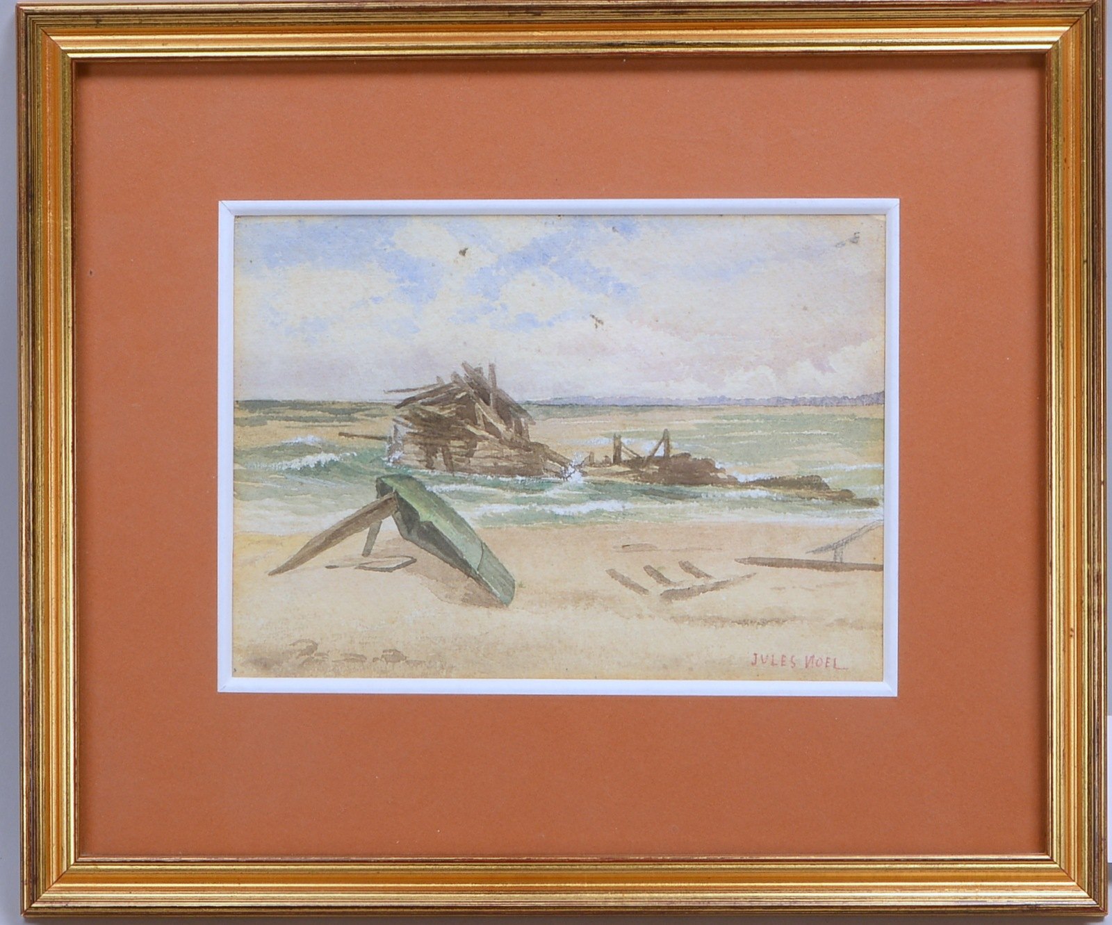 Noël, Jules Achille, 'Strandgut', Aquarell, unten rechts sign., unter PP hinter Glas