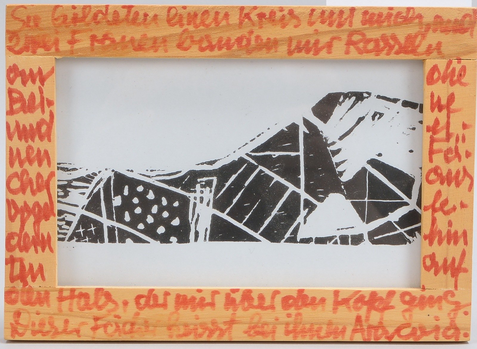 Werner, Martina, Linolschnitt, Aufl. '21/25', Rahmen mit Text, verso sign., dat.