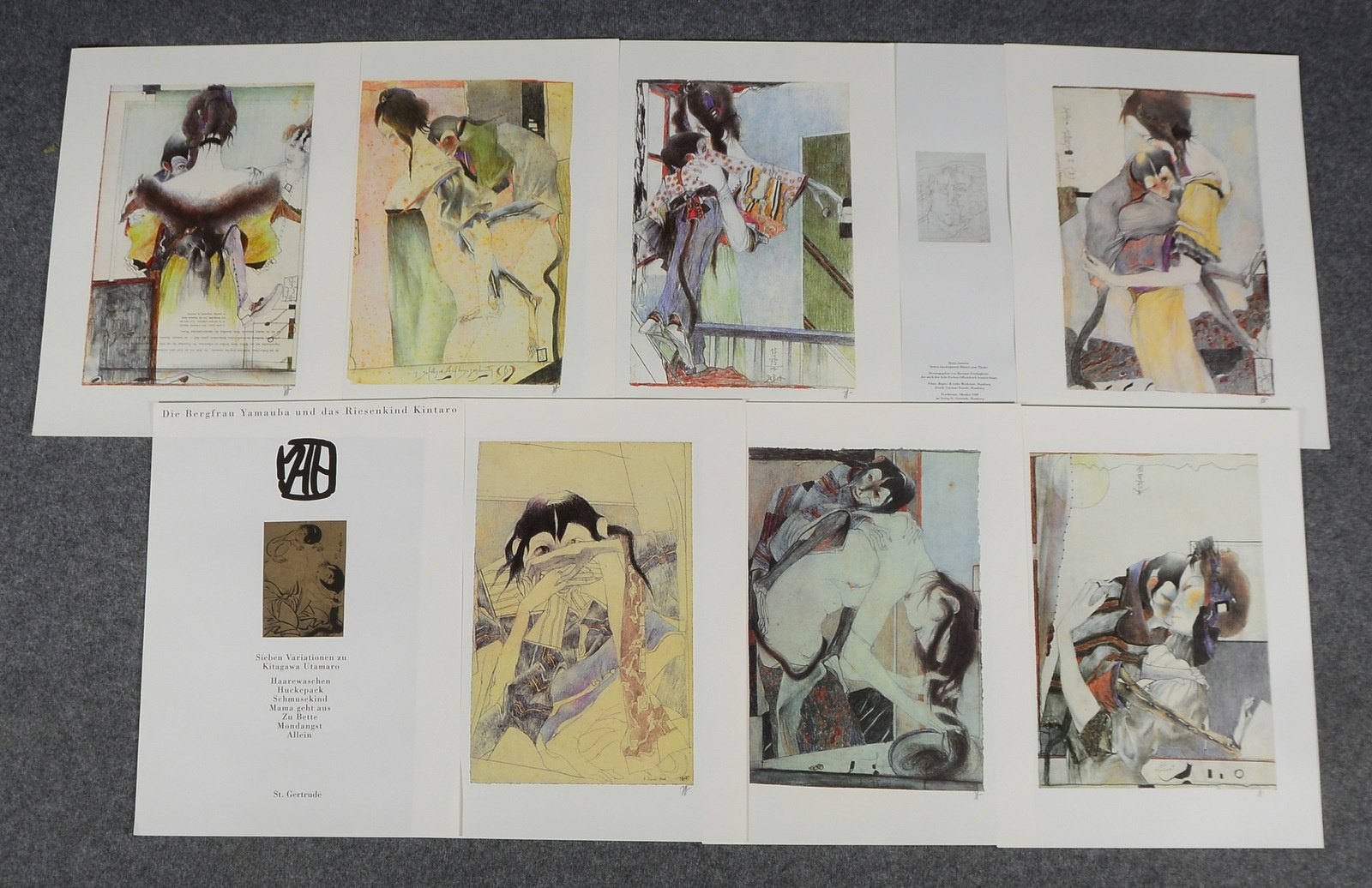 Janssen, Horst, 'Kitagawa Utamaro' - 7 Reprod./8-Farben-Offset, jew. sign., in Mappe