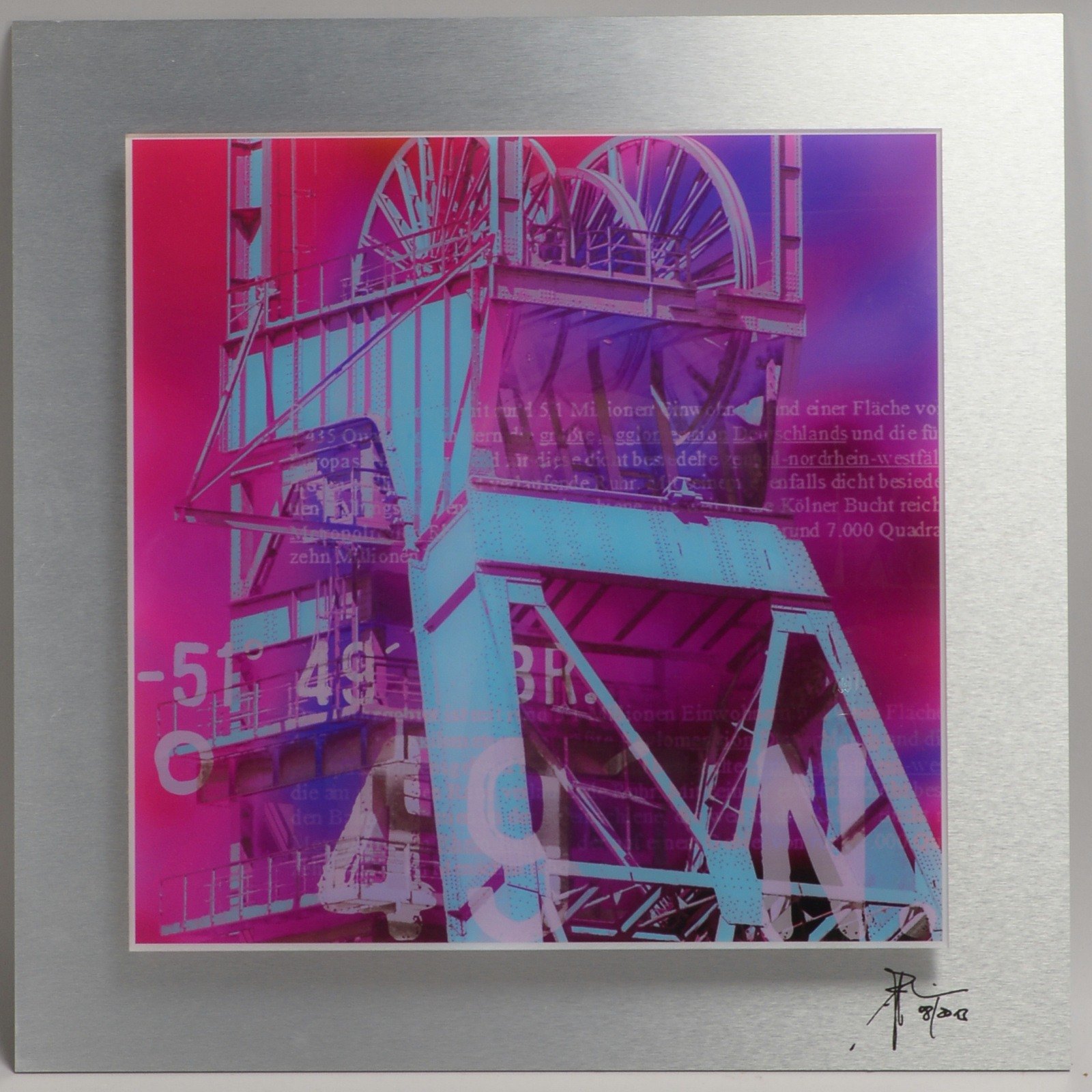 Siebdruck, 'Industrieanlage in NRW', sign./dat. '08/2013'; Rahmenmaße 49,5 x 49,5 cm