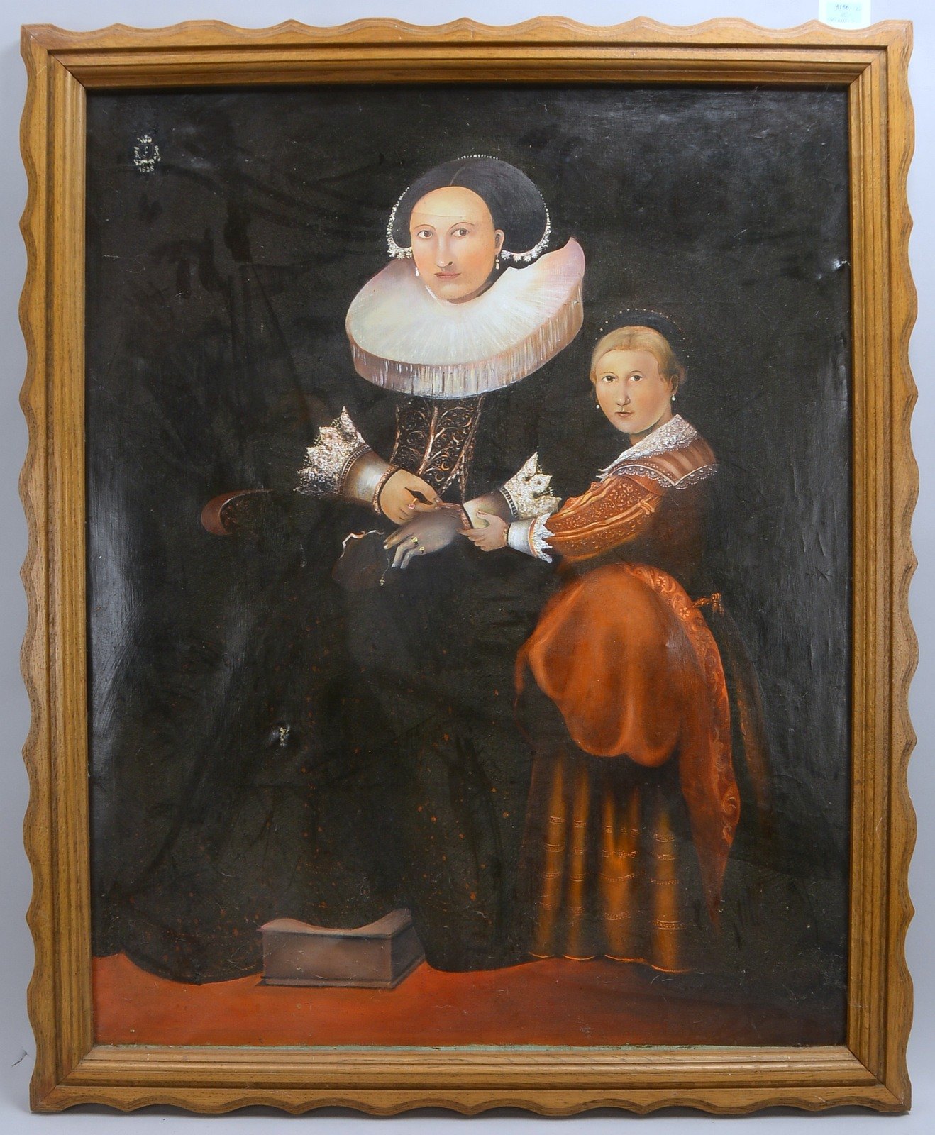 Gemälde (cop.), 'Mutter mit Tochter', Öl/Lw; Rahmenmaße 115 x 93 cm