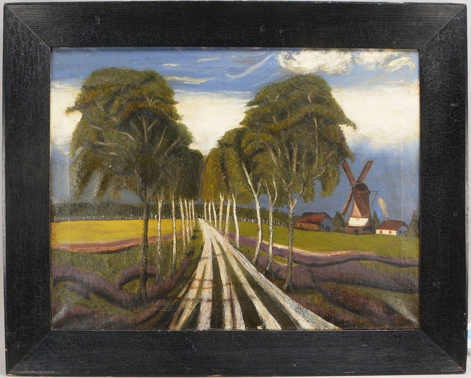 Monogrammist, 'Birkenallee', Öl/Lw, unten rechts monogr.; Rahmenmaße 78 x 97 cm