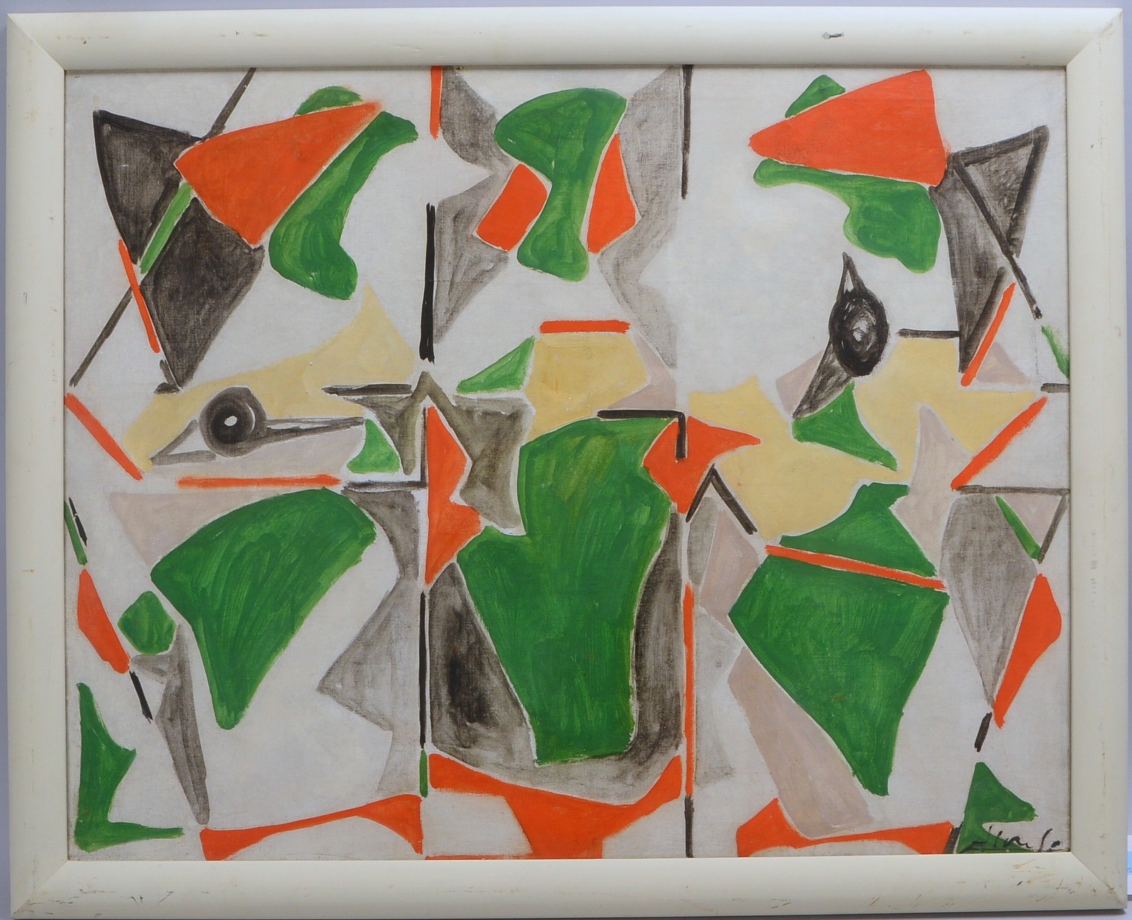 Alonso, 'Moderne Kompos.', Öl/Lw, unten re./verso sign.; Rahmenmaße 82 x 102 cm