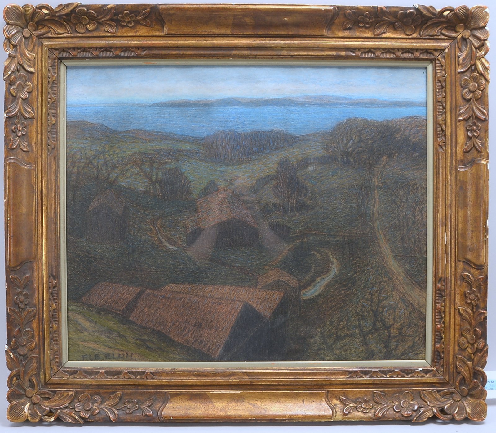 Eldh, Albert, 'Schwed. Seenlandschaft', Pastell-/Kohlezeichnung, unten li. sign., hinter Glas