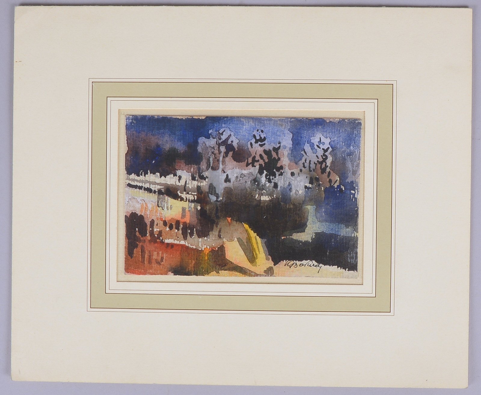 Badura, Karol, 'Abstr. Küstenlandschaft', Aquarell auf Karton, sign., unter PP