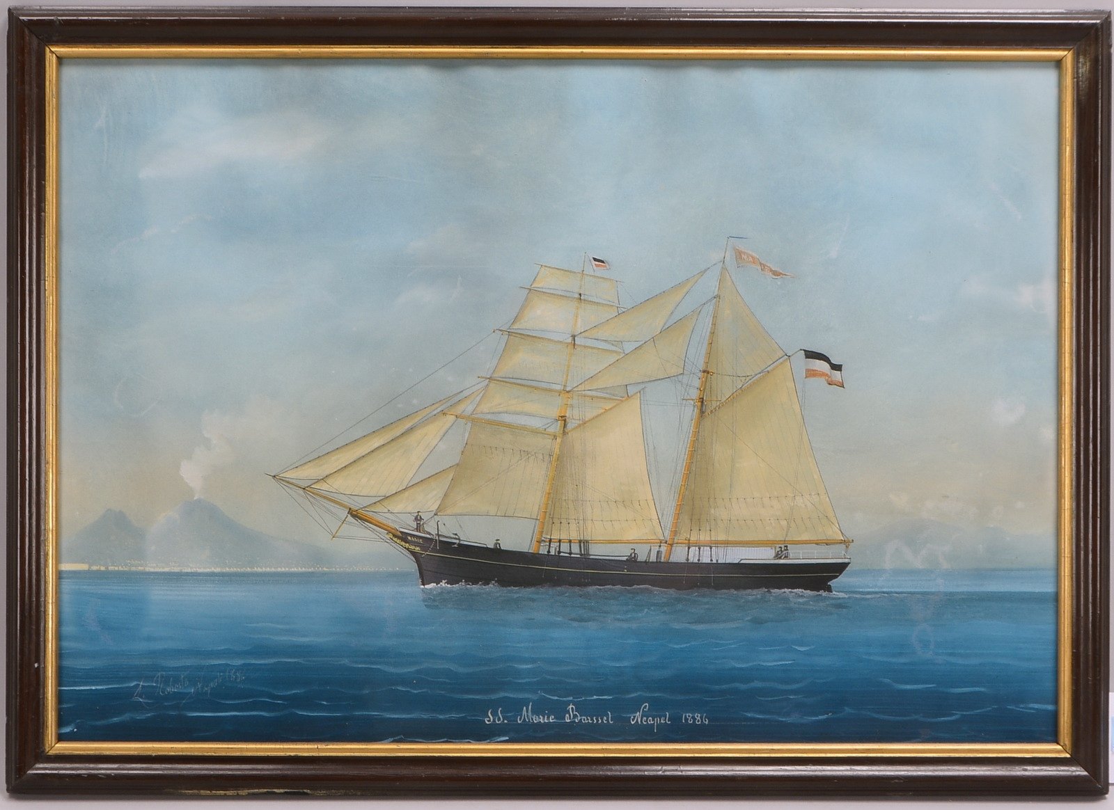 Roberta, L., 'Marie Barssel vor Neapel', Gouache, sign./dat. '1886', hinter Glas
