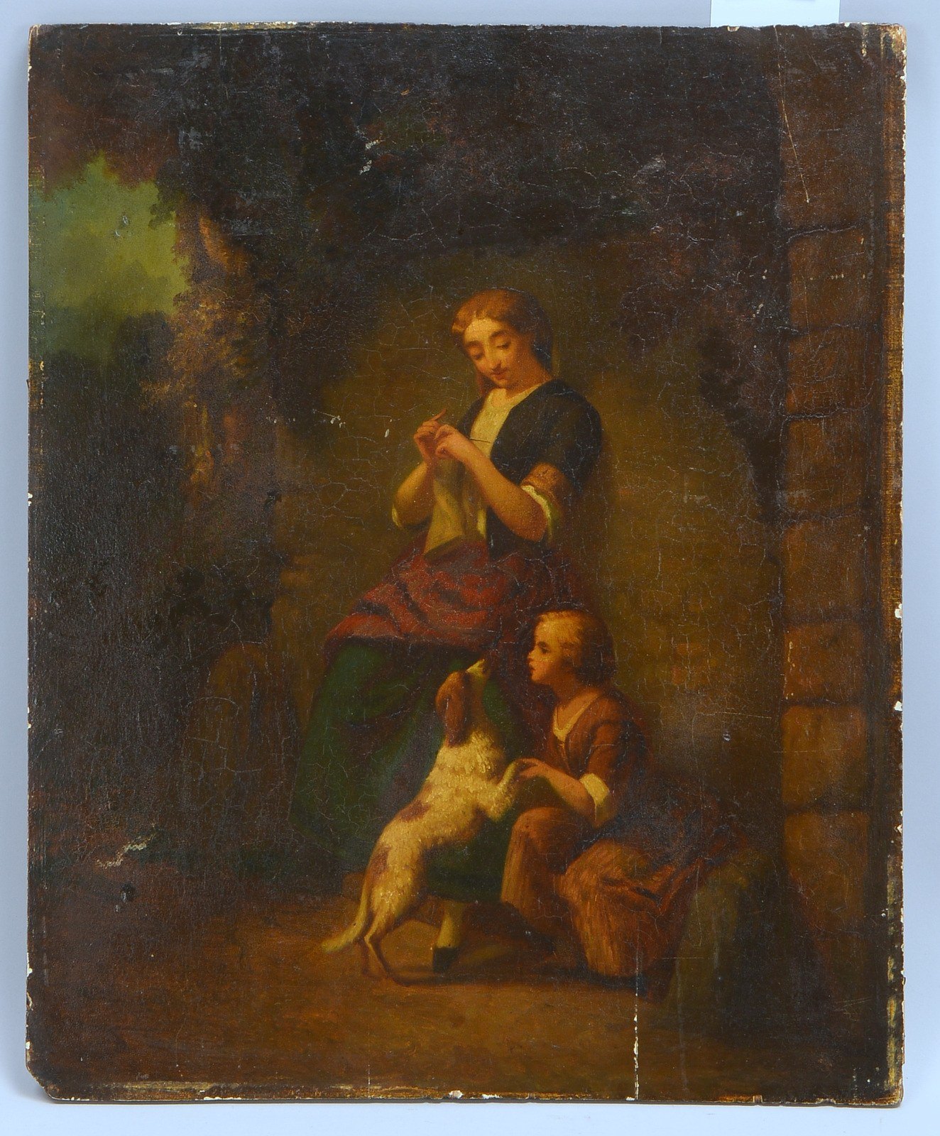 Gemälde, 'Spielstunde', Öl auf Holz, unsign., ungerahmt; Maße 46 x 37 cm
