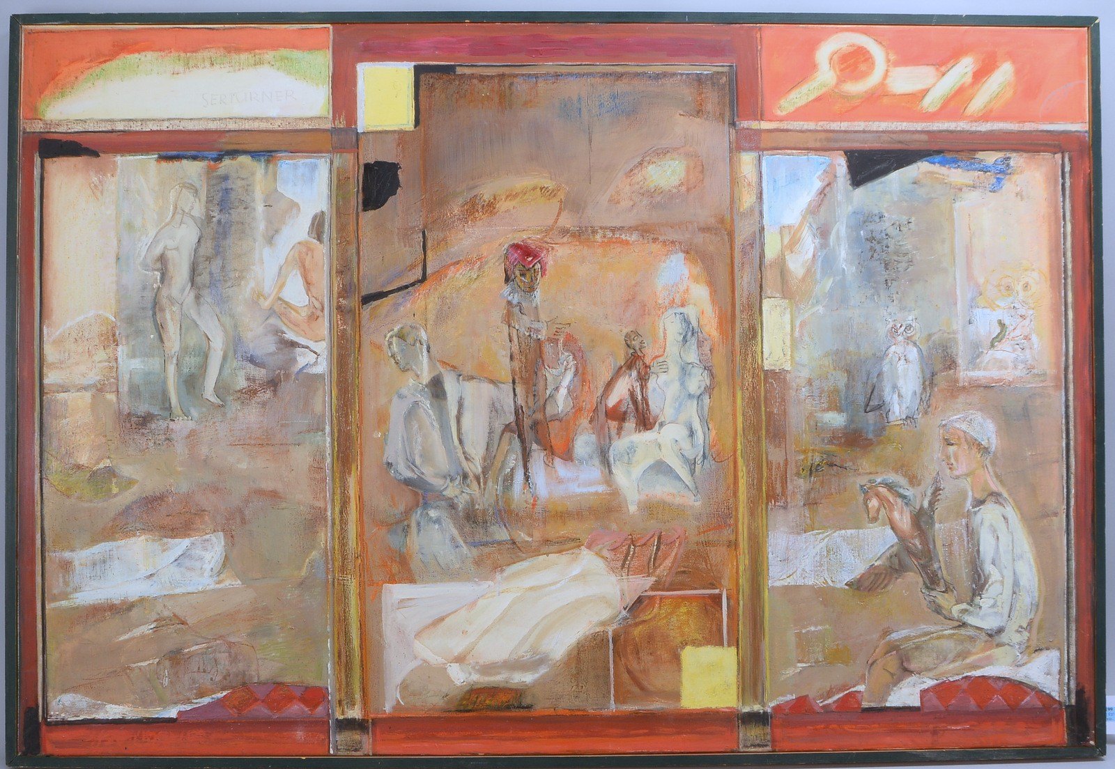 Sertürner, Wernhera, 'Markt und Puppenspiel' - OT, Öl/Lw, sign.; Maße 103,5 x 151,5 cm