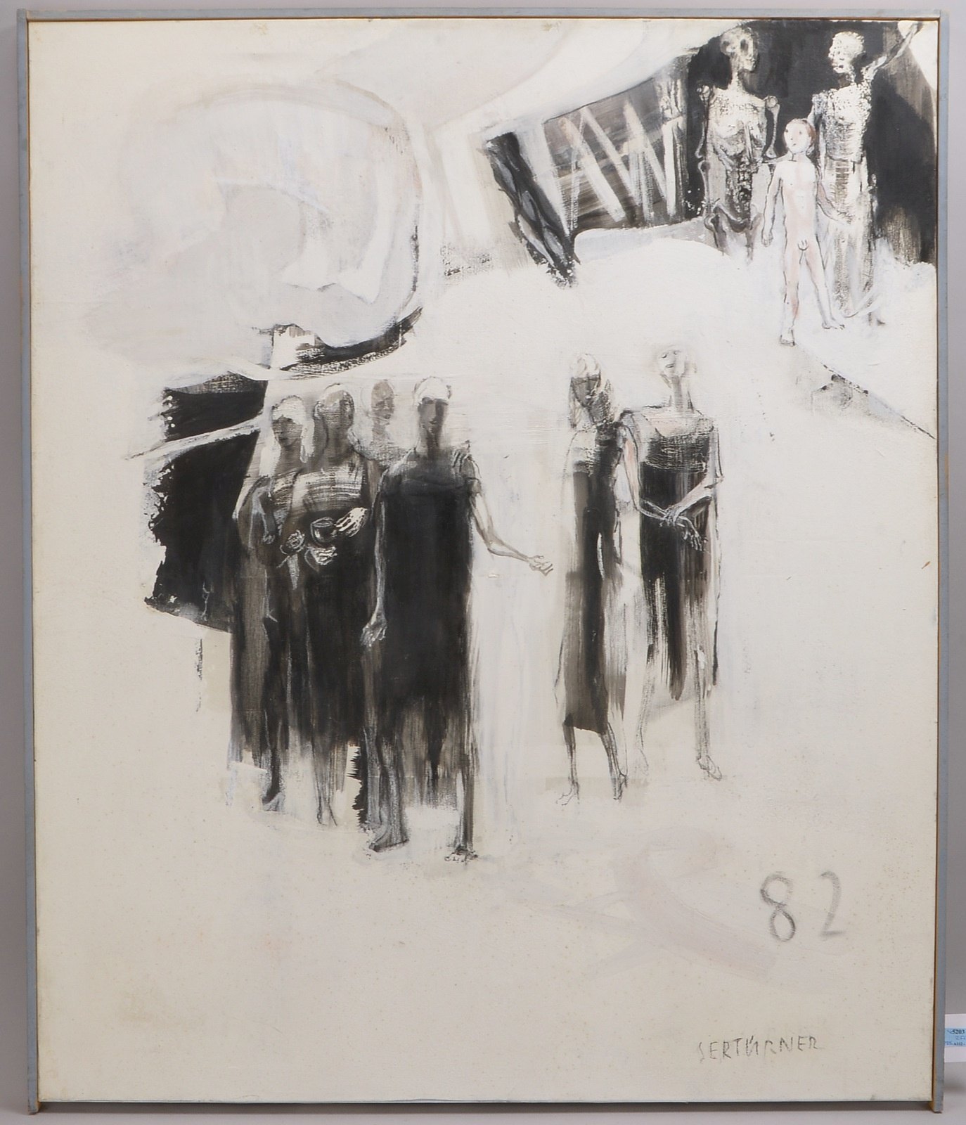 Sertürner, Wernhera, 'Zeitung Juni 1982' - OT, Öl/Lw, sign.; Rahmenmaße 122 x 102 cm