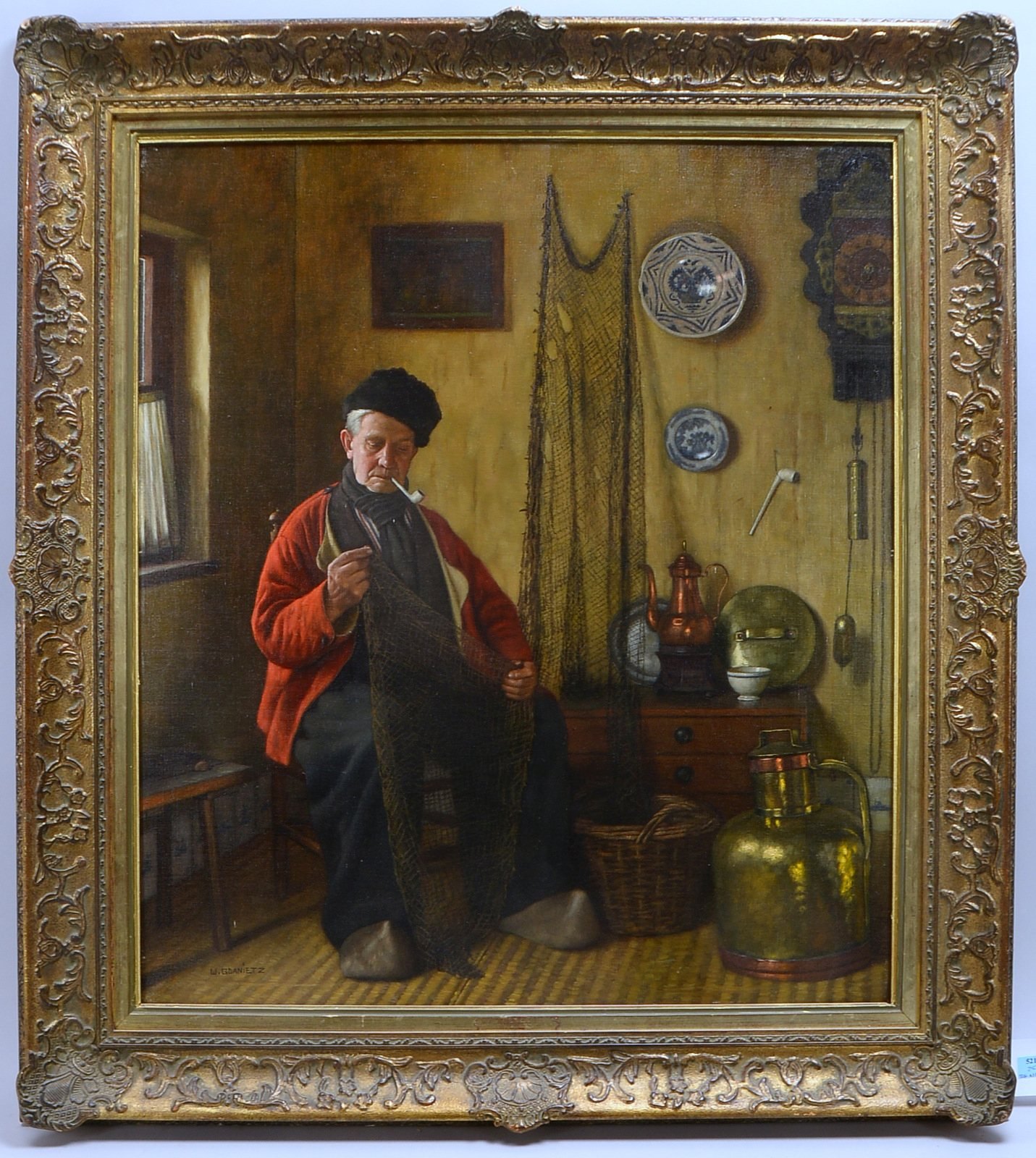 Gdanietz, Wilhelm, 'Netzflicker', Öl/Lw, unten links sign.; Rahmenmaße 102 x 92 cm