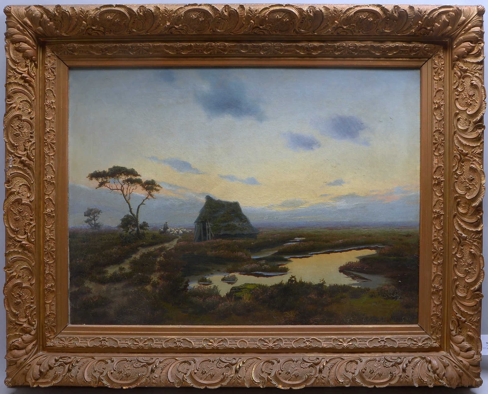 Potthast von Minden, Olga, 'Heidelandschaft mit Schafherde', Öl/Lw, unten re. sign.