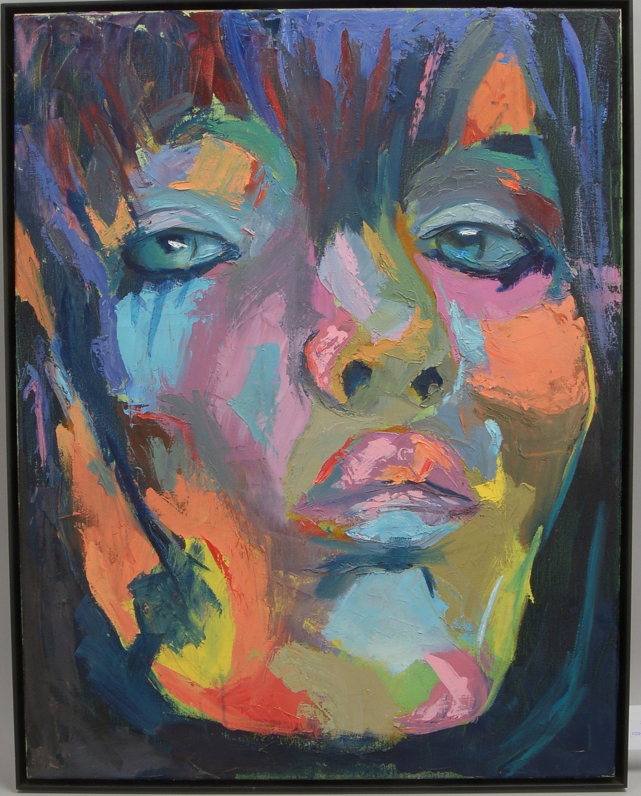 Expressionist. Gemälde, 'Nahportrait einer Künstlerin(?)', Pop Art-Manier, Öl/Lw, unsign.