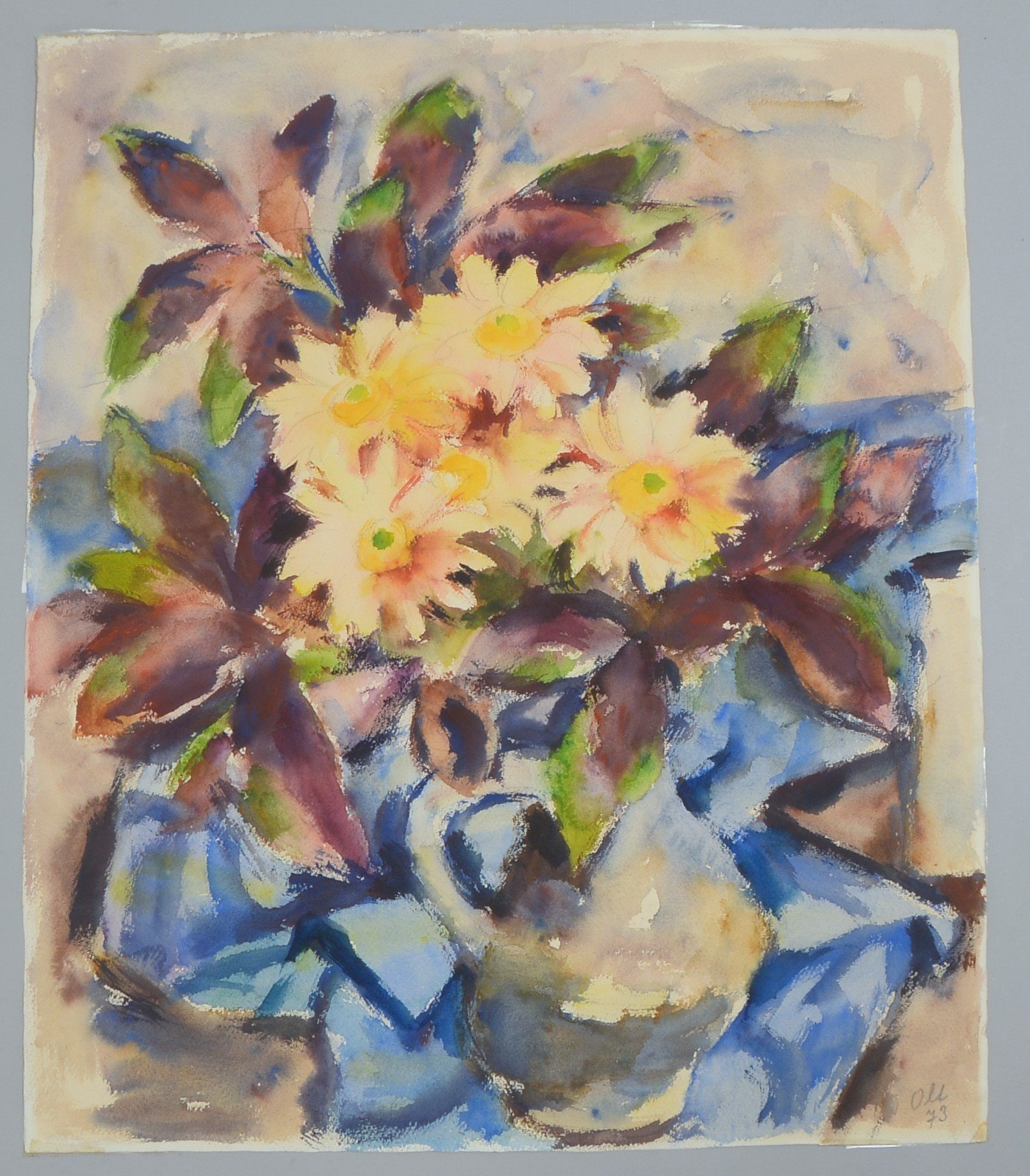 Oltmanns, Willy, 'Blumen in Vase', Aquarell, sign./dat. (19)'72', ungerahmt