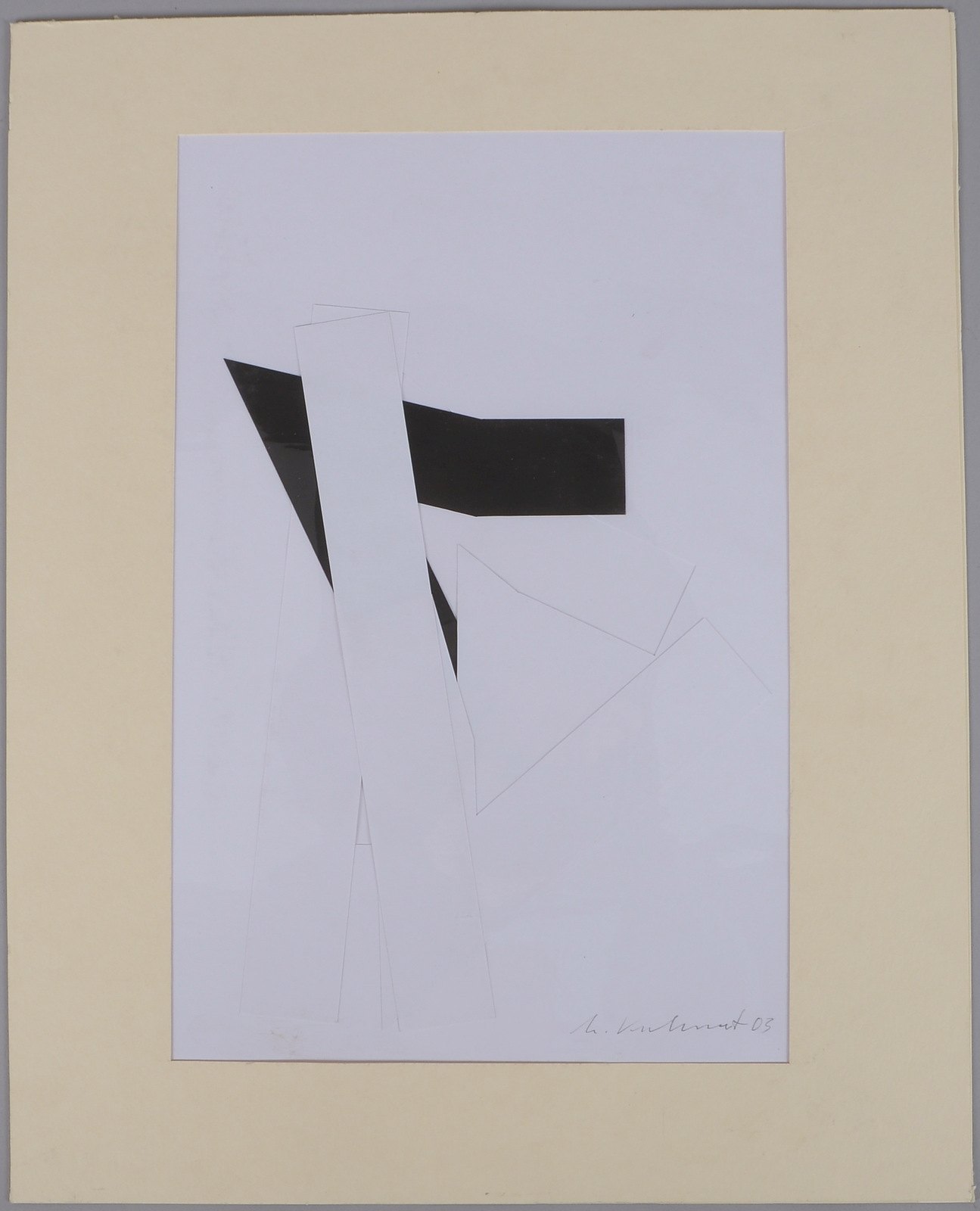 Kuhnert, Horst, Collage, signiert, verso bez. ('Papierschnitt 03 s.w.8...'), unter PP