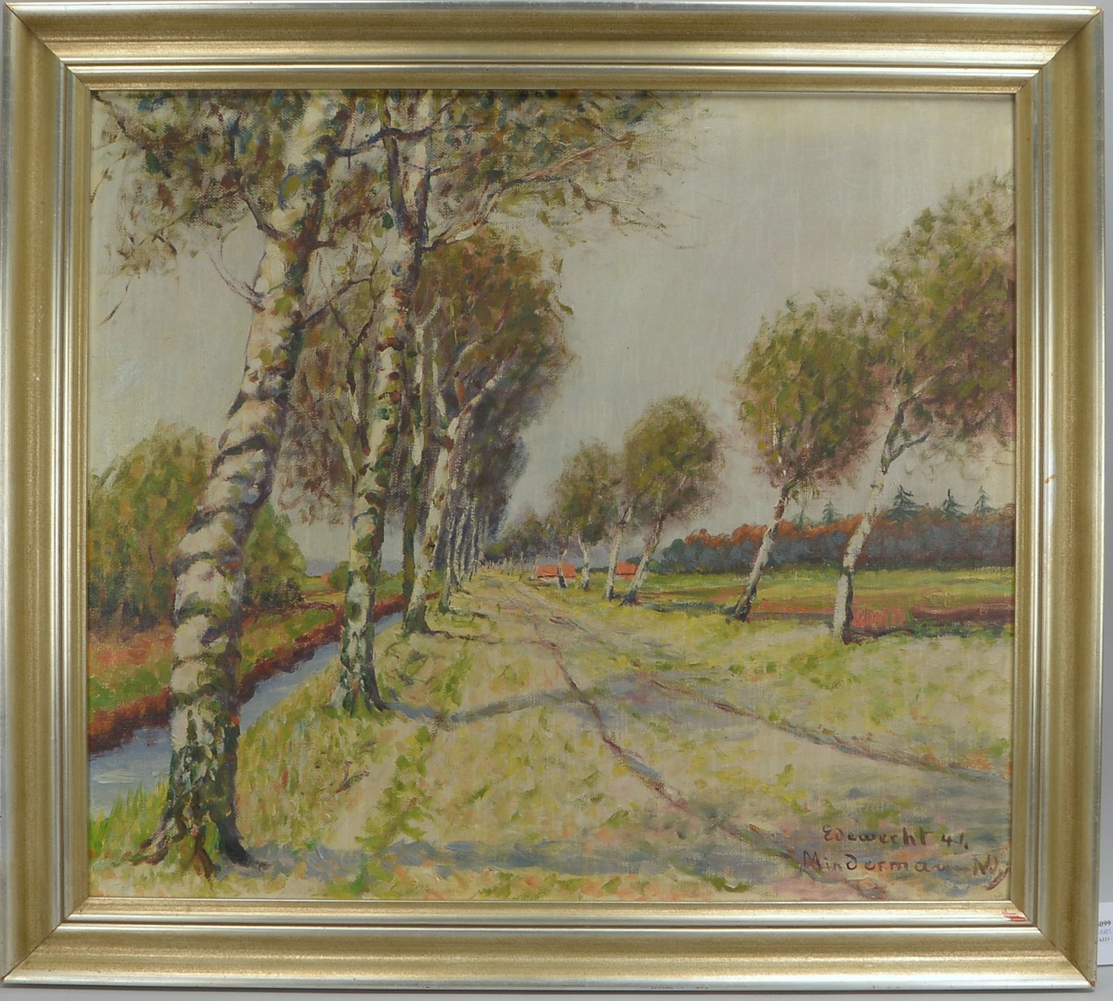 Mindermann, Heinz, 'Birkenallee', unten re. sign., ortsbez./dat. 'Edewecht (19)41 - Nny.'