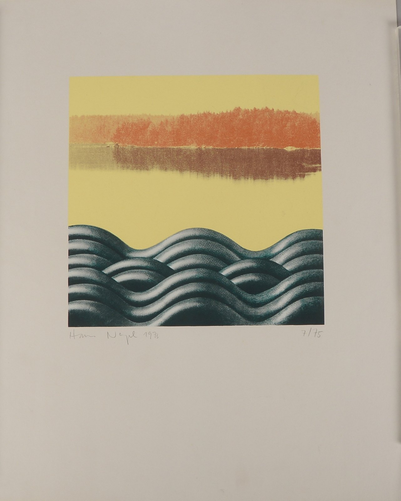 Nagel, Prof. Hans, 'Komposition mit Wellen', Farblithografie, Aufl. '7/75', sign./dat. '1973'