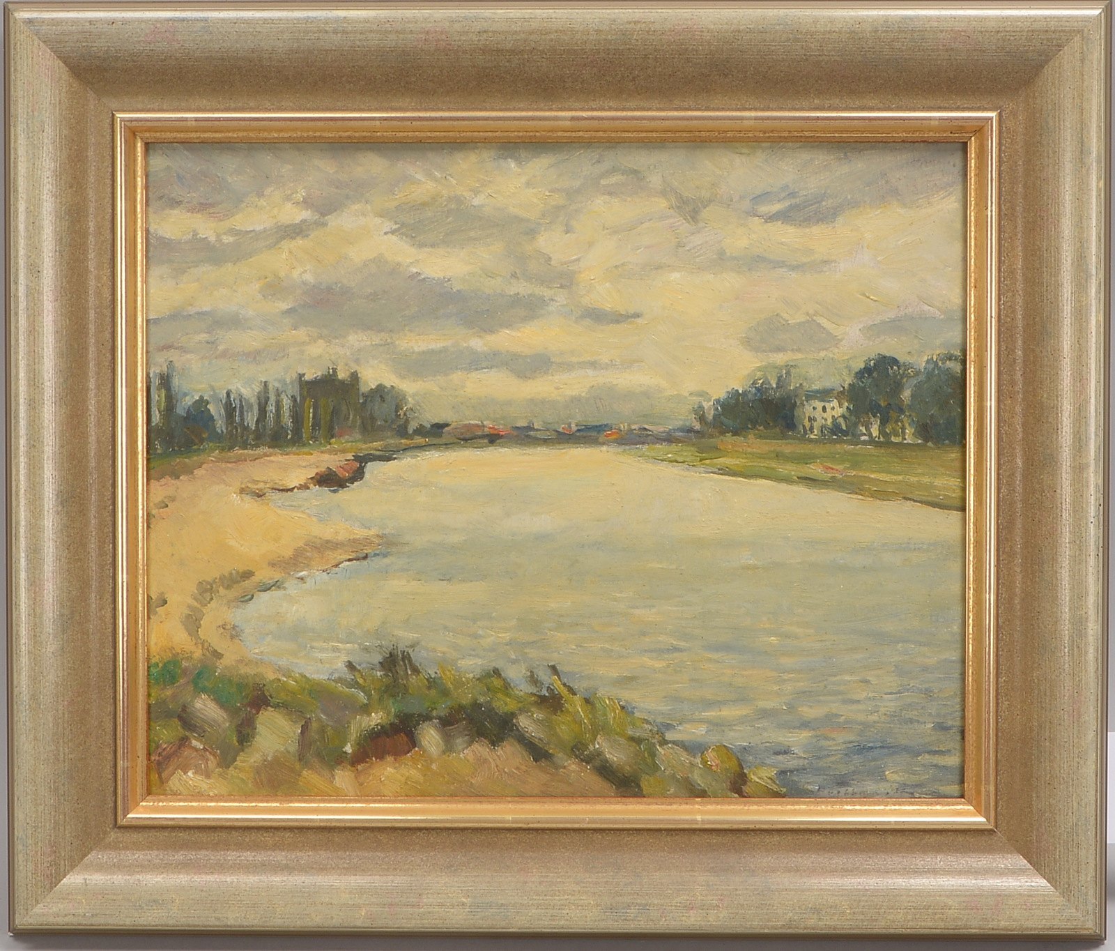Mügge, Berthold, 'Weserpartie in Bremen', Öl auf Platte/ger., unten re. sign.