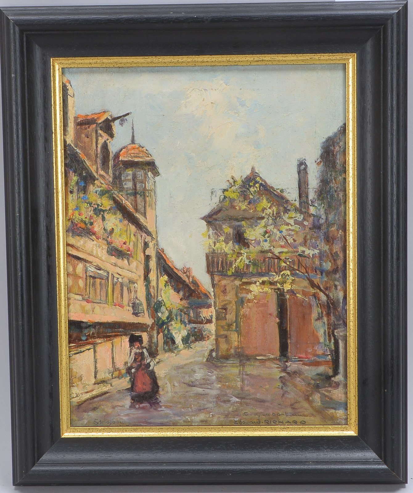 Richard, Edouard, 'Le Cour du Corbeau - Strasbourg', Öl/Holz, unten re. sign./bez.