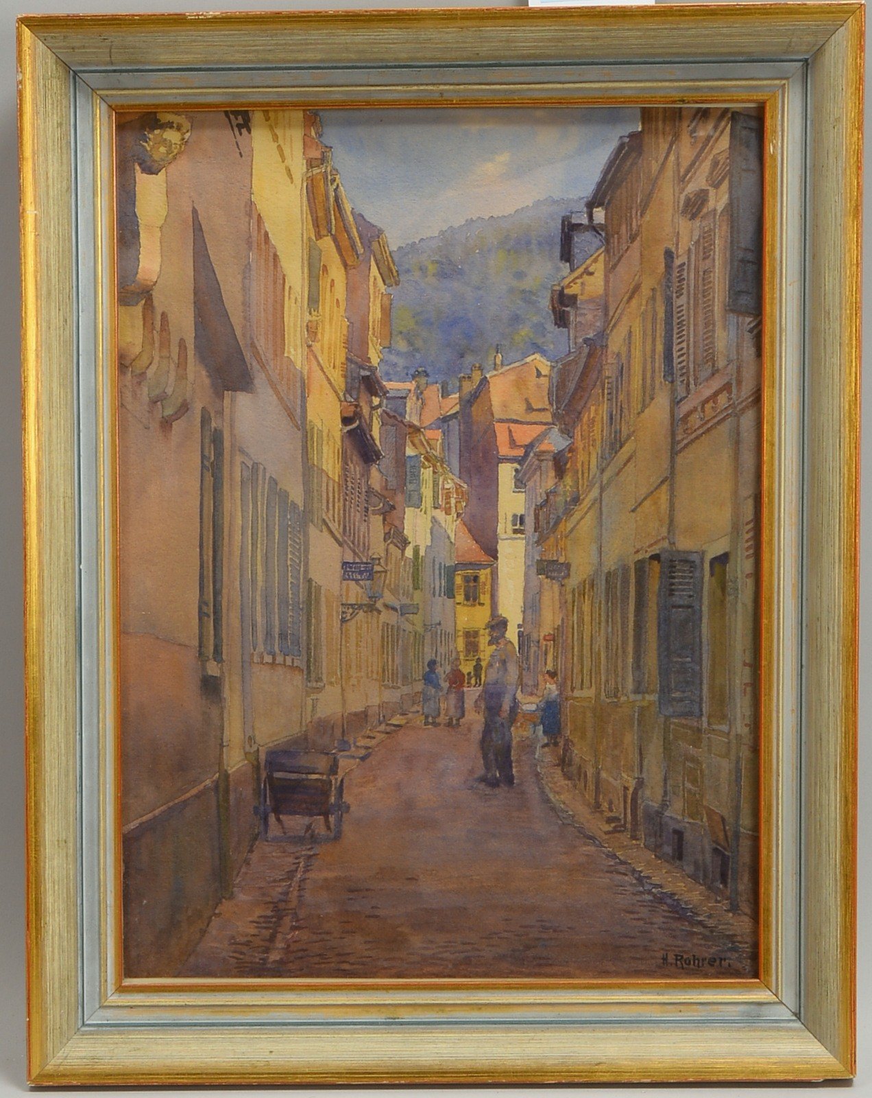 Rohrer, Hans, 'Altstadtgasse', Aquarell, unten re. sign.; Rahmenmaße 46 x 36 cm