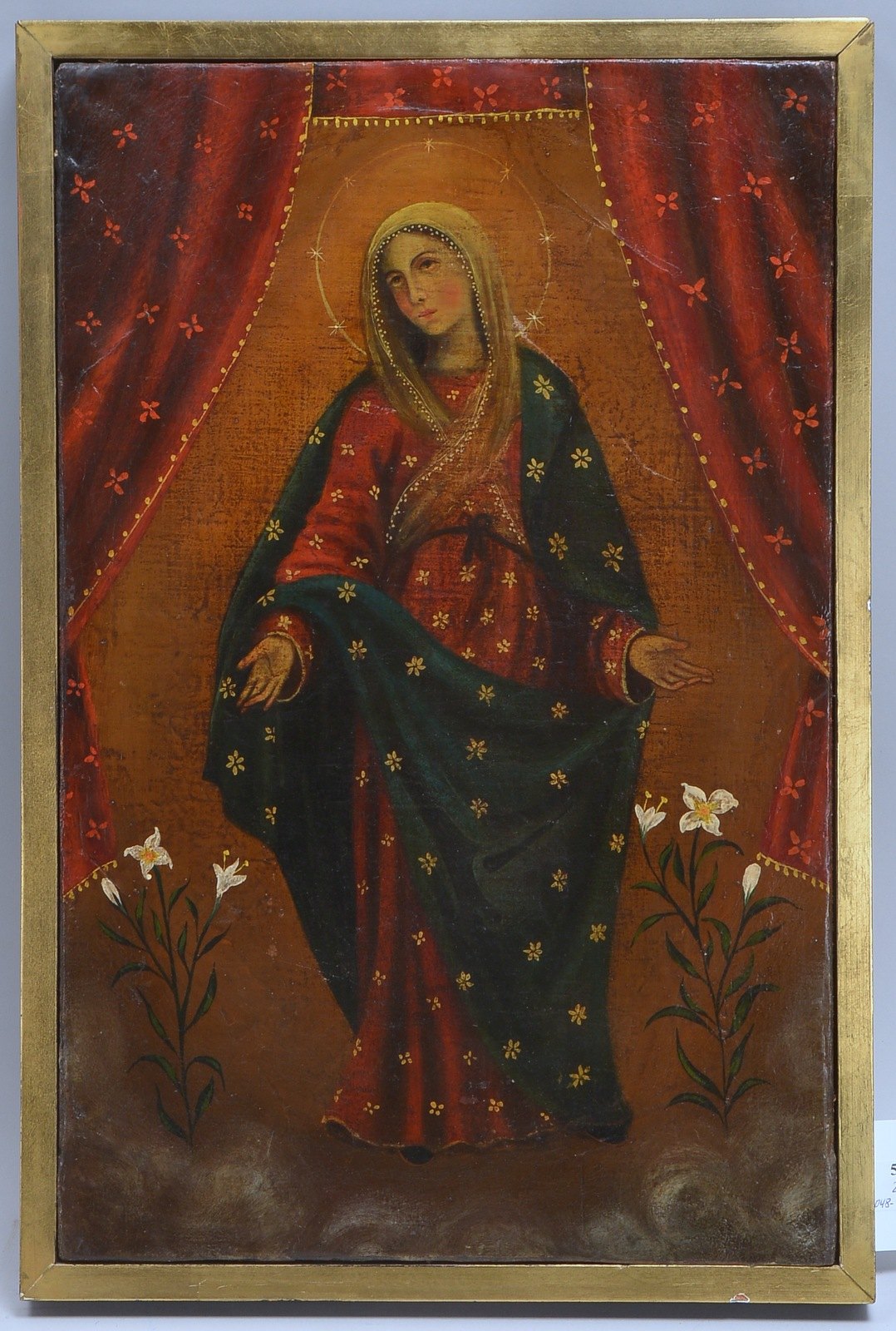 Gemälde (Cusco-Schule -?), 'Heilige Maria', Öl auf Lw/doubliert; Bildmaße 50 x 32 cm