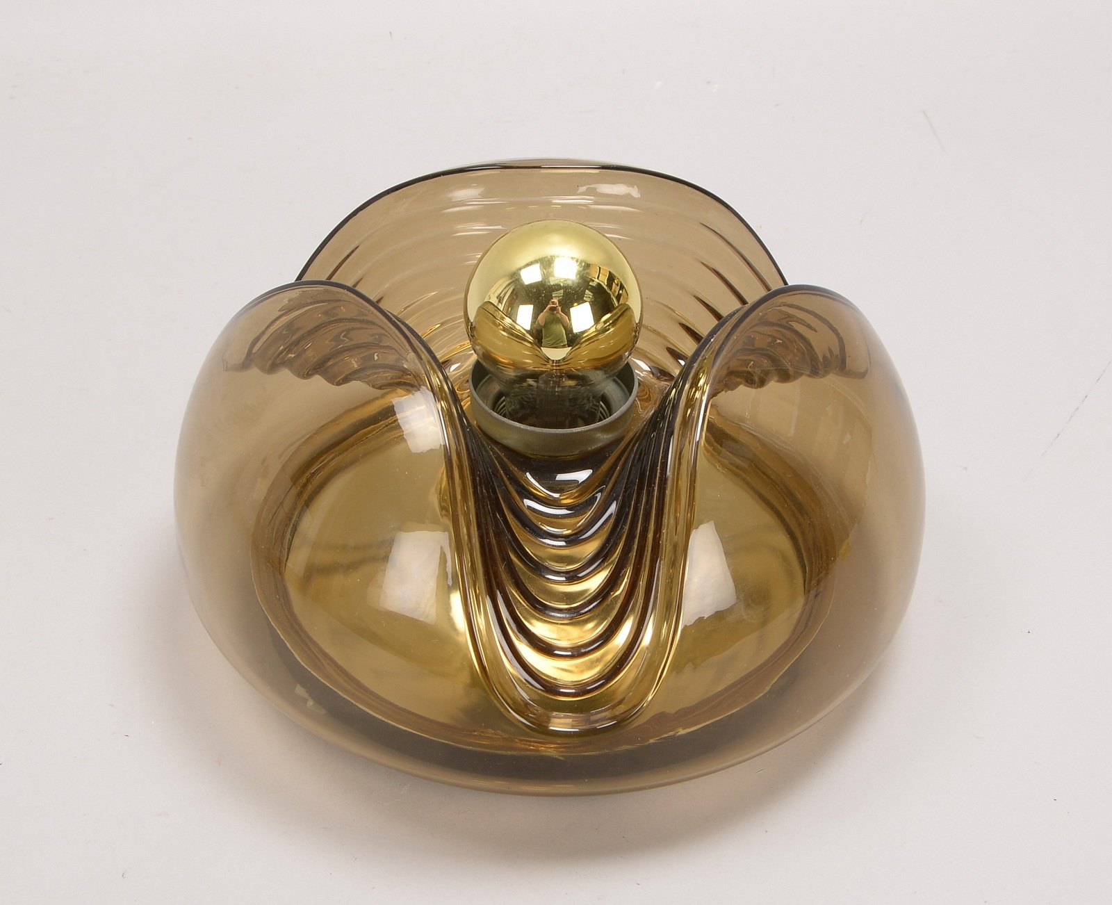 Peill & Putzler, Wandleuchte, 'Wave', Rauchglas/Metall, Entwurf: Koch & Lowy