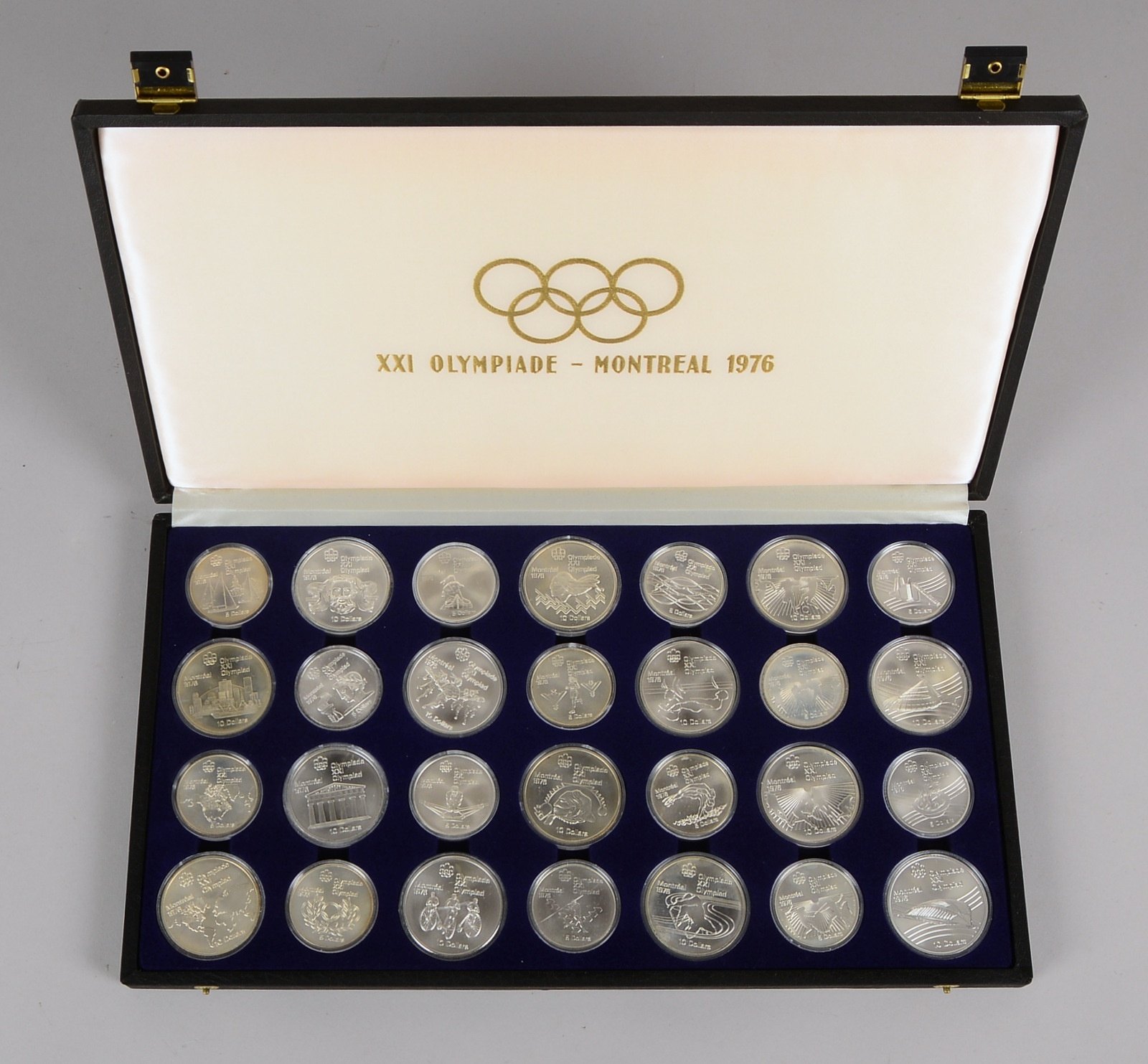Silbermünzen, 'XXI. Olympiade - Montreal 1976': kompl./je 14x '10 Dollar' und '5 Dollar'