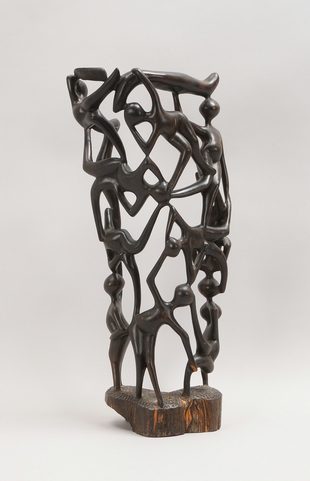 Holzfigur (Makonde/Tansania), 'Lebensbaum/Ahnenbaum', Ebenholz; Höhe 54 cm