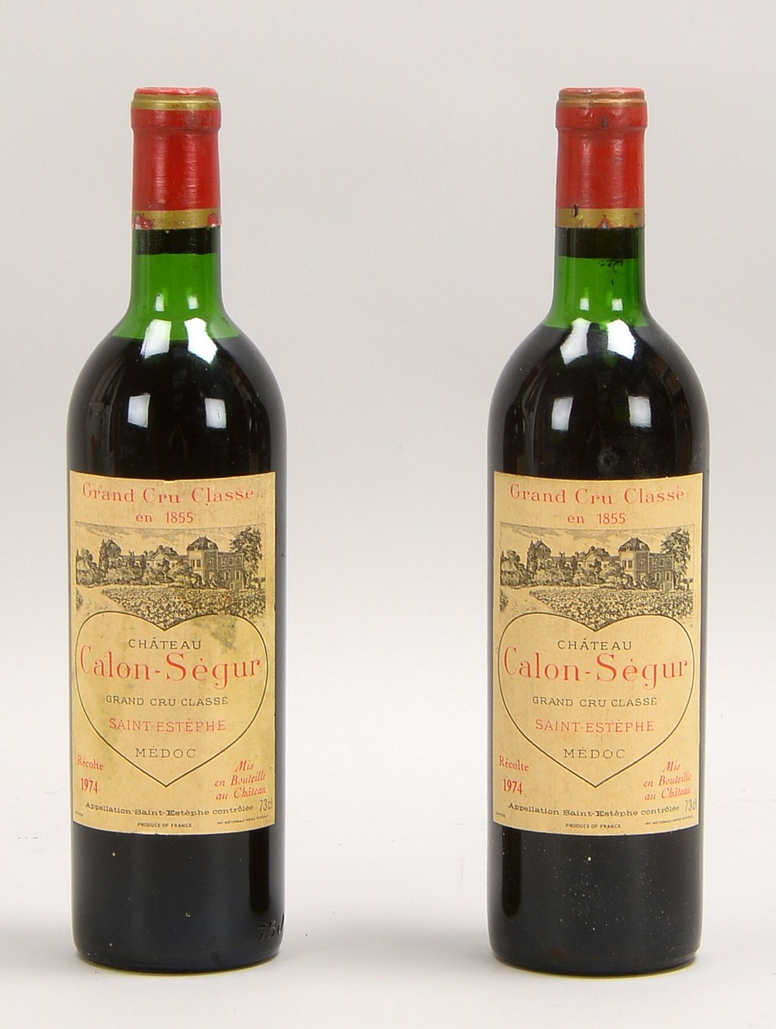 Sammler-Rotwein, 2 Fl.: Château Calon-Ségur Grand Cru, Saint Éstephe, Jg. 1974